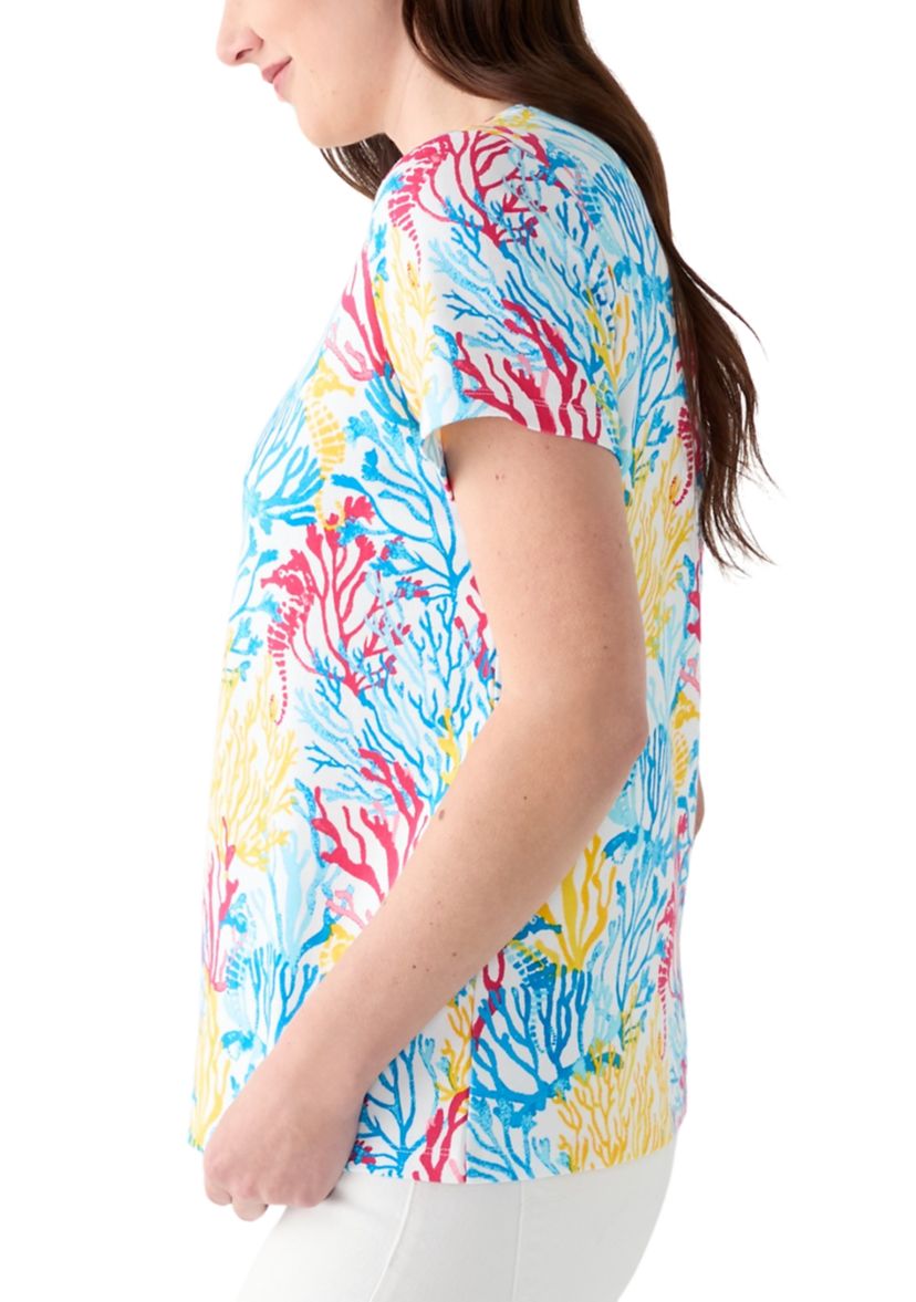 Womens Short Sleeve Crew Neck Printed T-Shirt