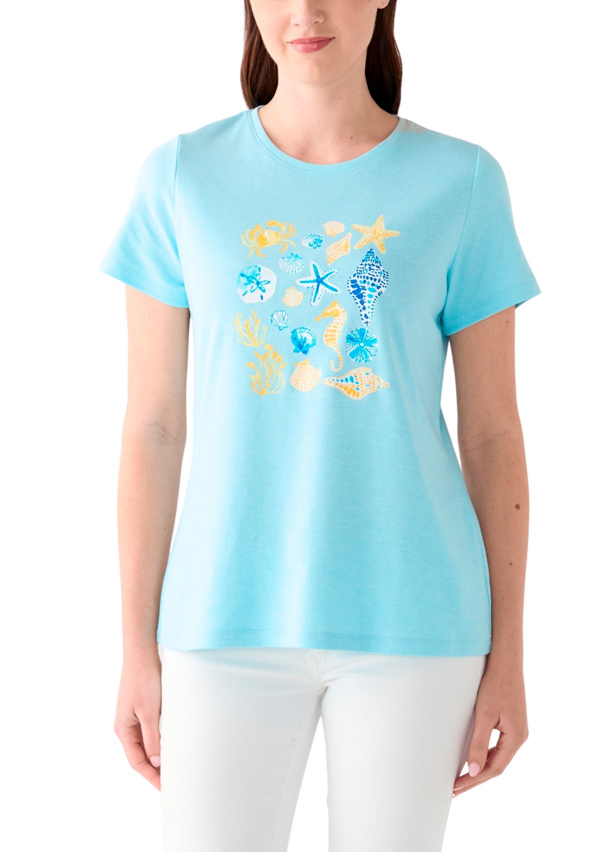 Womens Short Sleeve Crew Neck Graphic T-Shirt