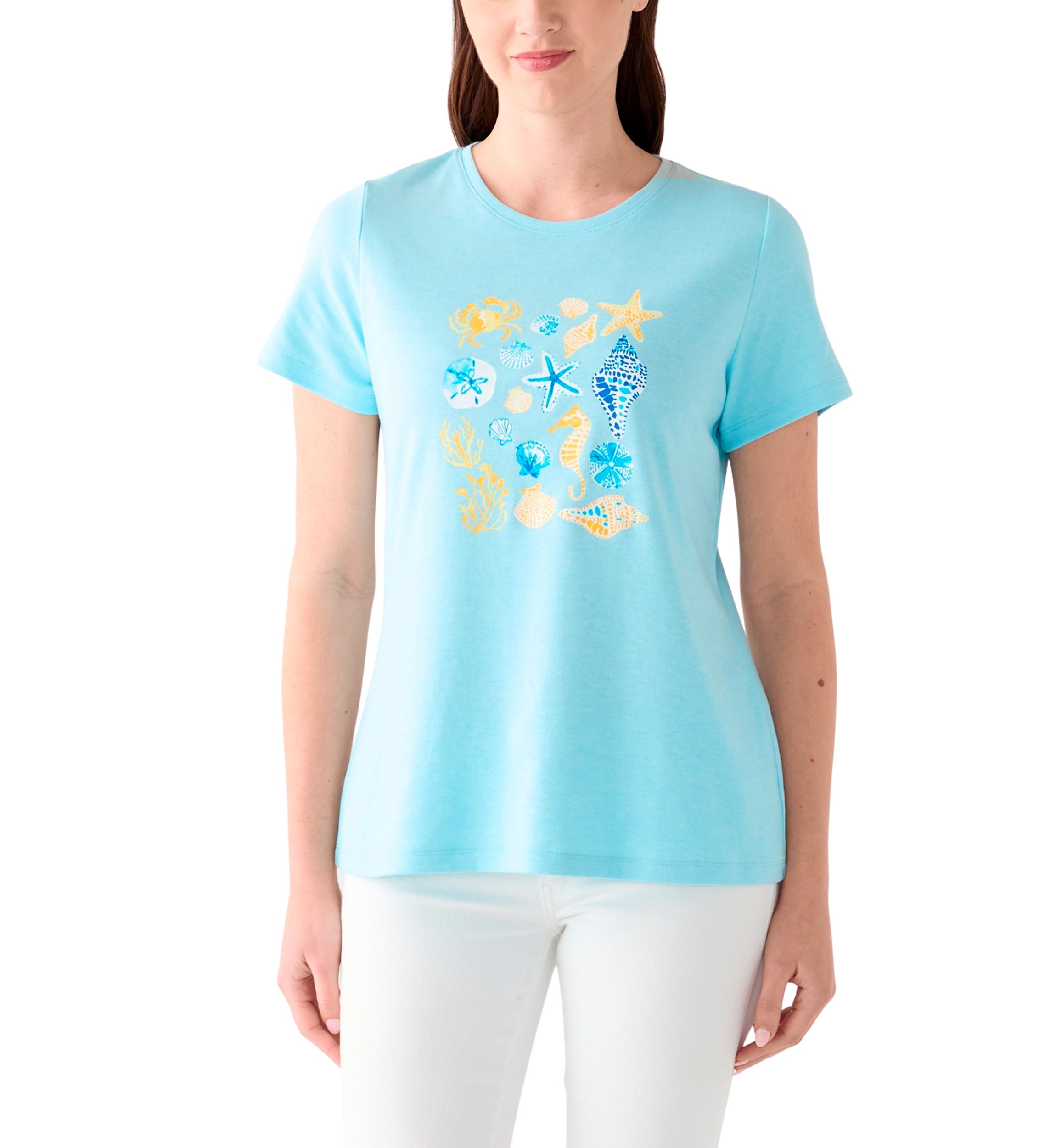 Womens Short Sleeve Crew Neck Graphic T-Shirt