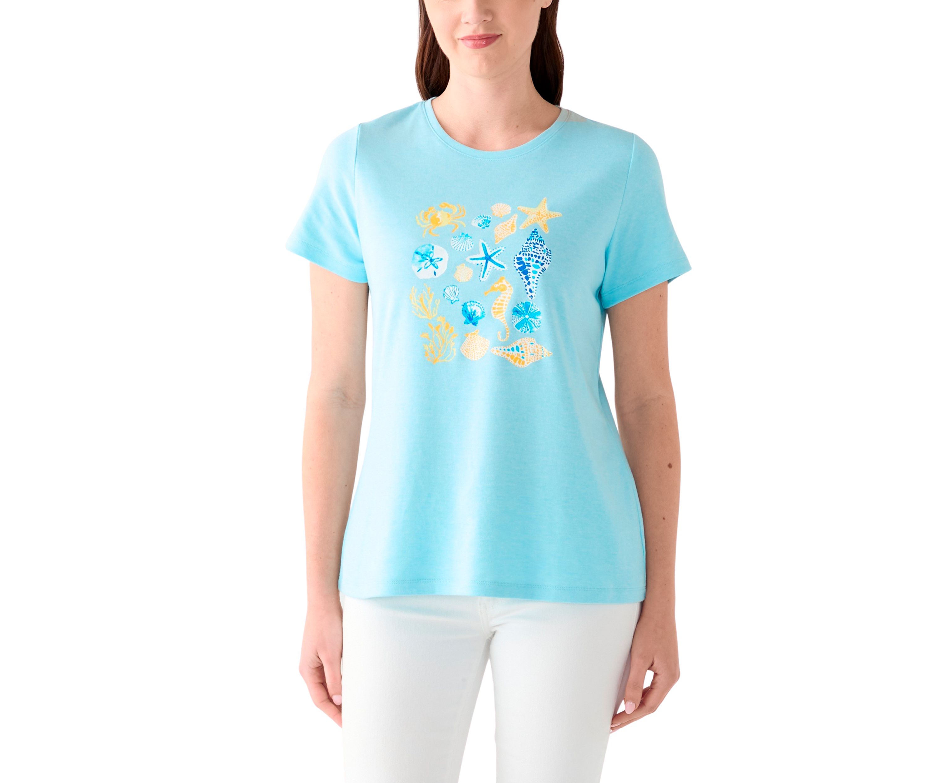 Womens Short Sleeve Crew Neck Graphic T-Shirt