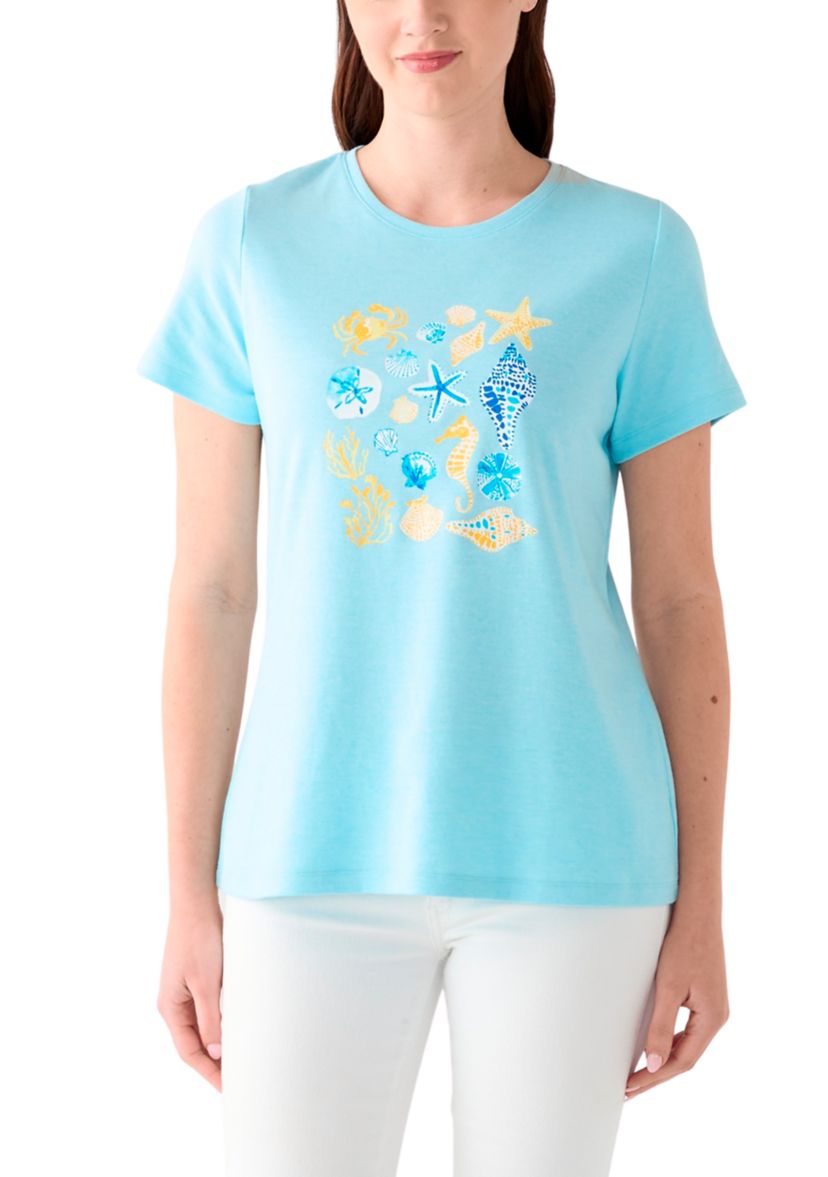 Womens Short Sleeve Crew Neck Graphic T-Shirt