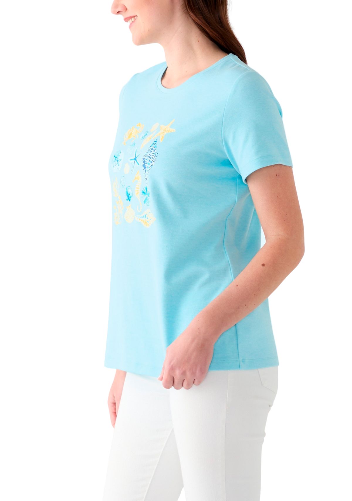 Womens Short Sleeve Crew Neck Graphic T-Shirt