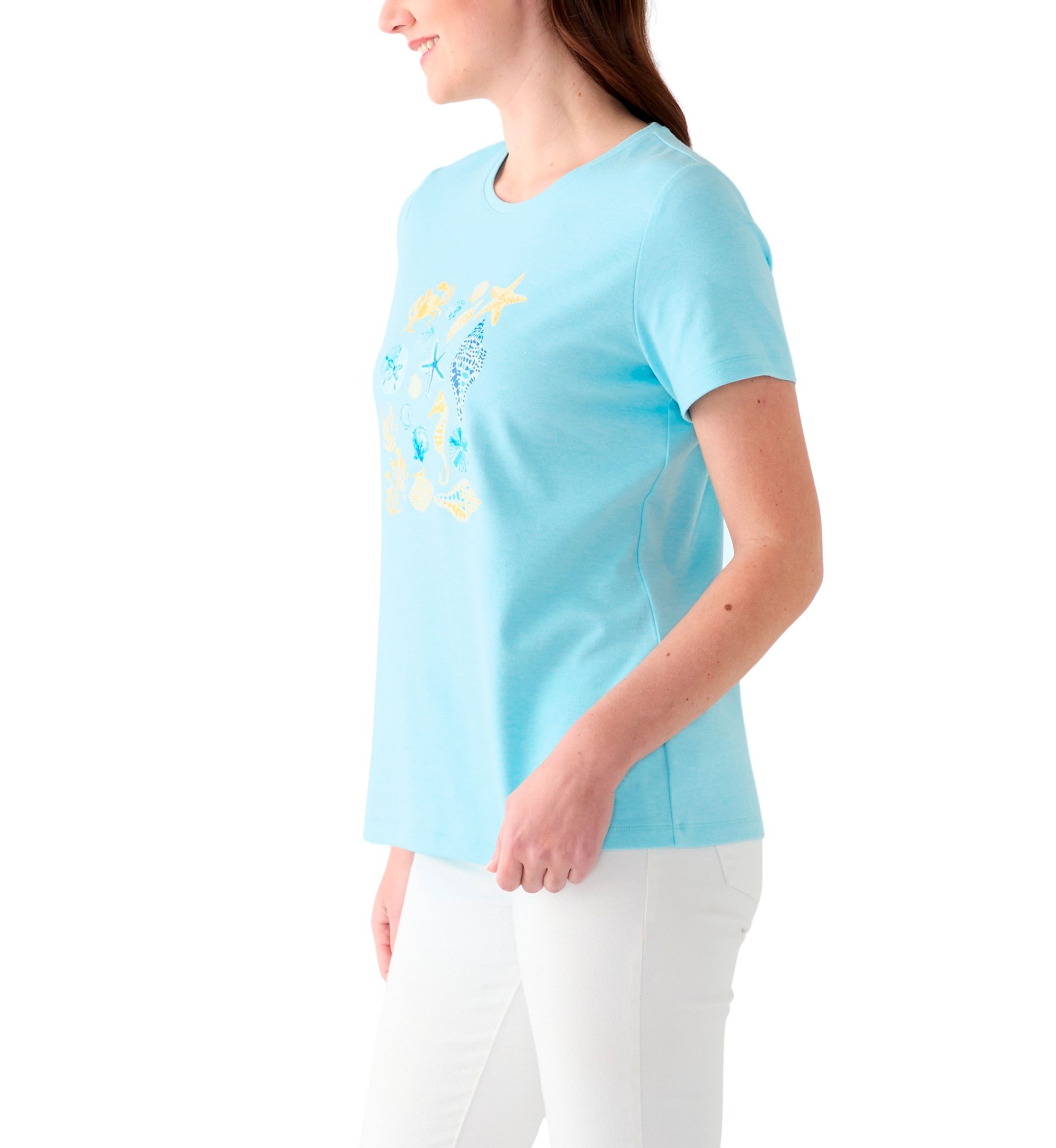 Womens Short Sleeve Crew Neck Graphic T-Shirt