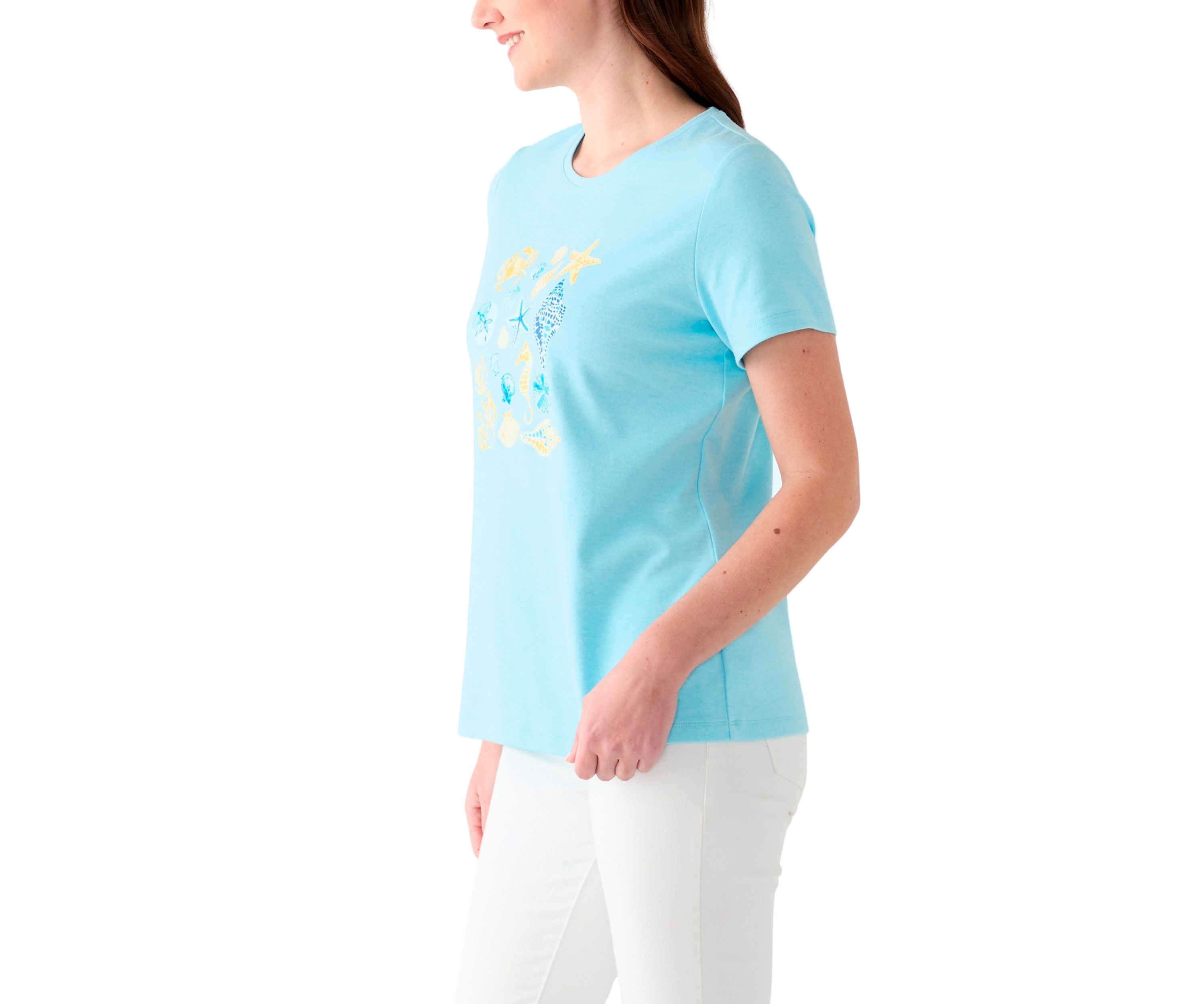 Womens Short Sleeve Crew Neck Graphic T-Shirt