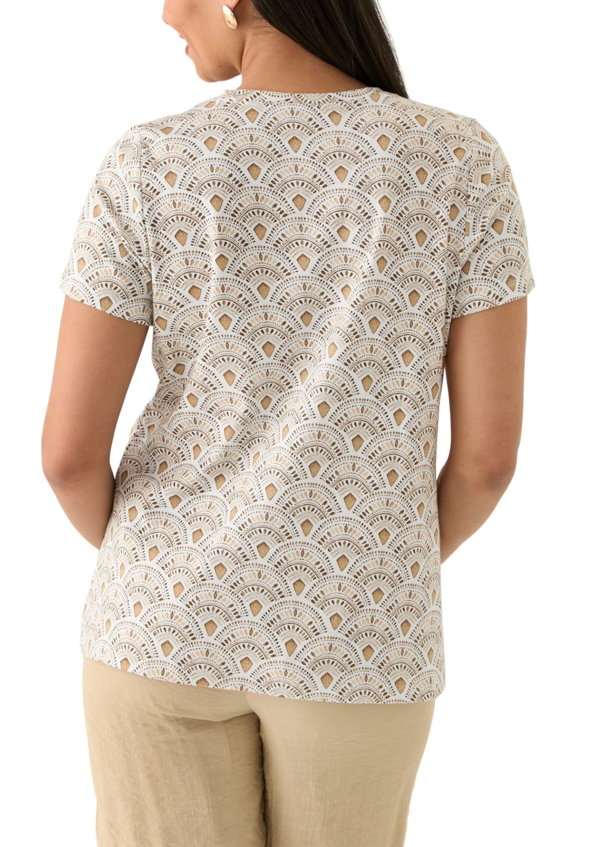Womens Printed V-Neck Top