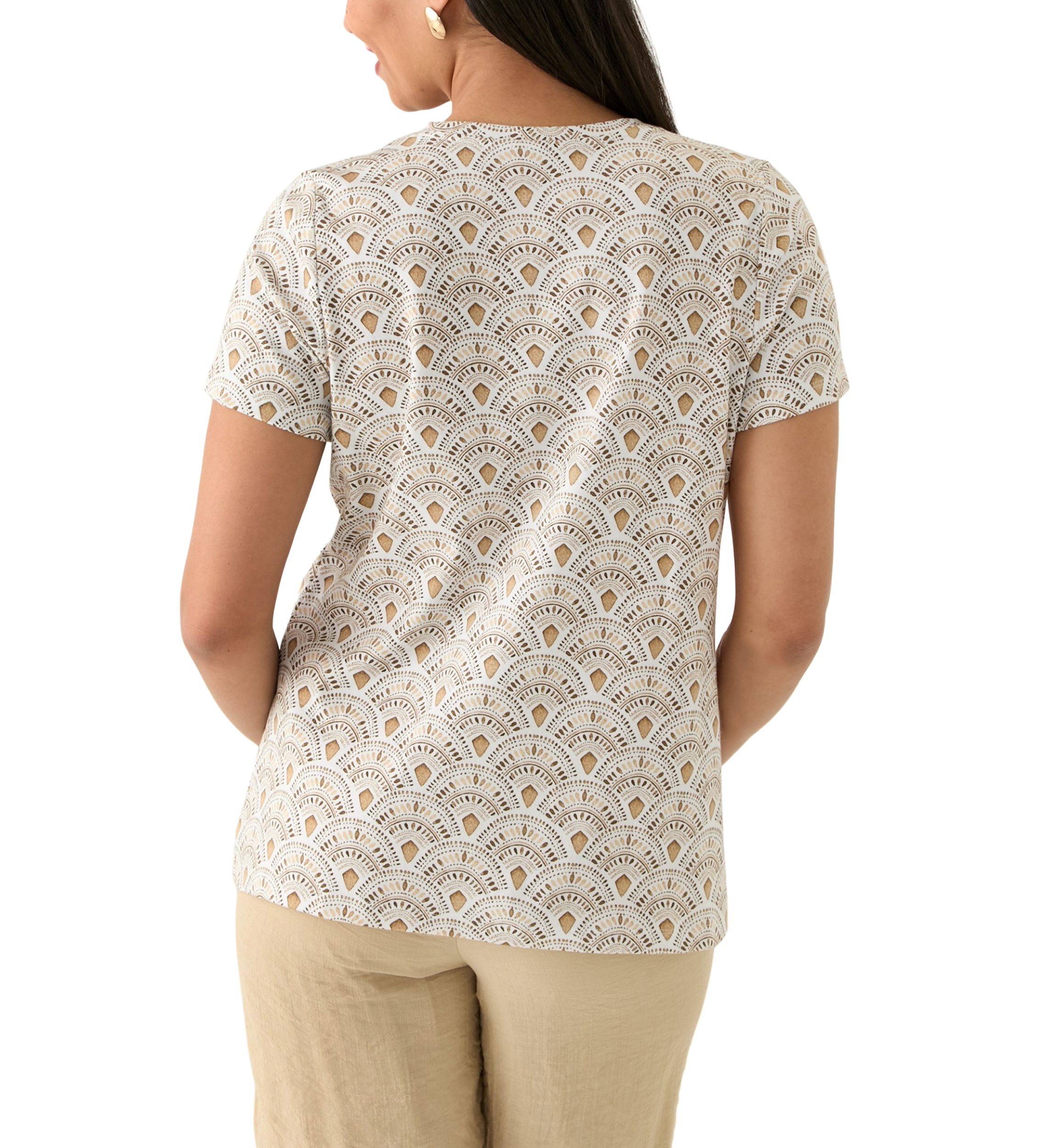Womens Printed V-Neck Top