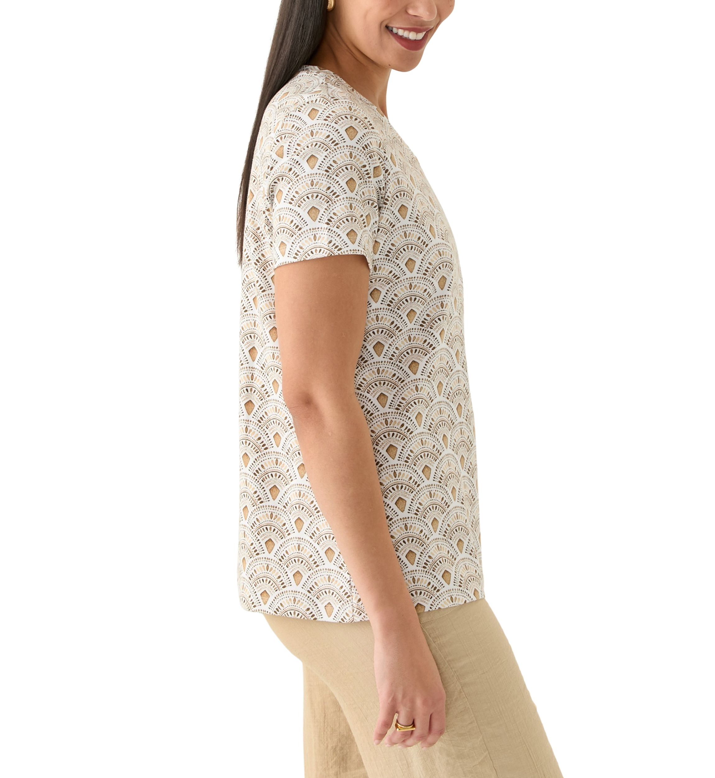 Womens Printed V-Neck Top