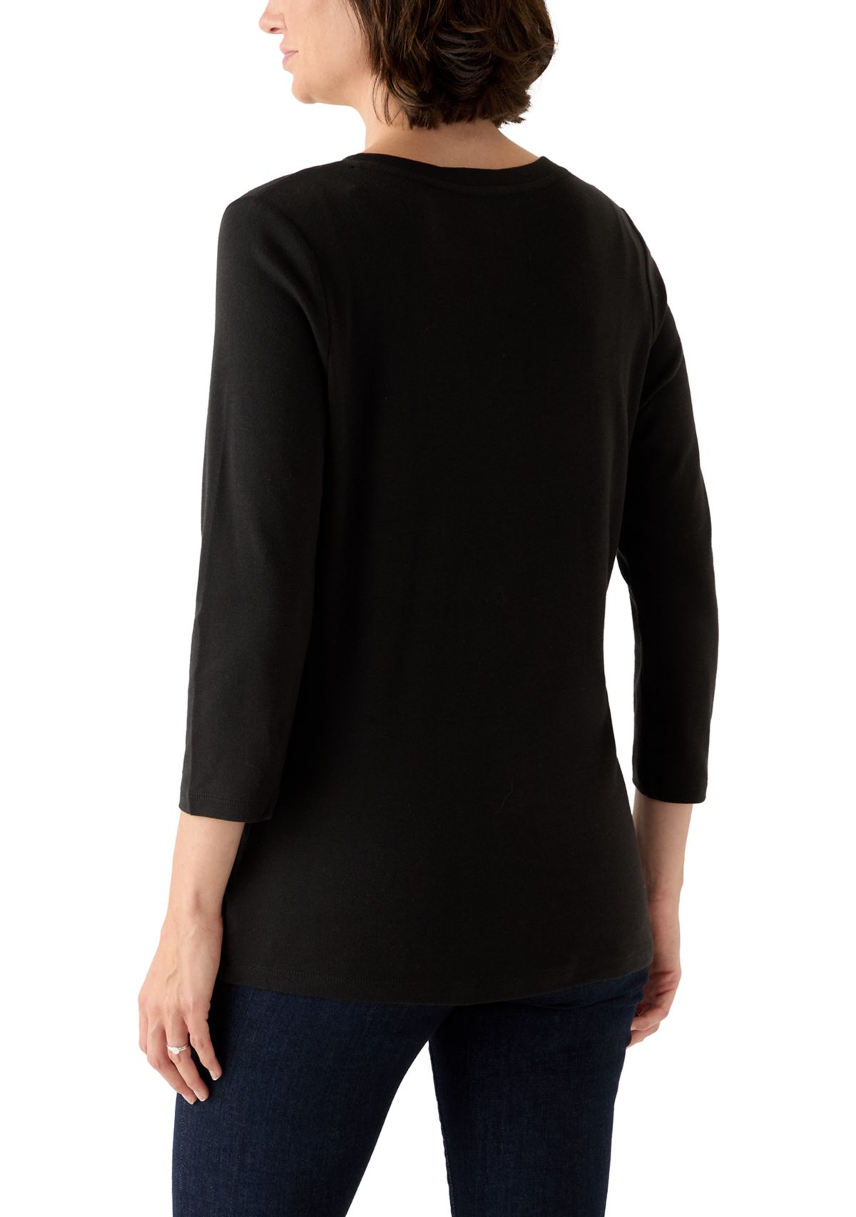Womens 3/4 Sleeve Henley Top