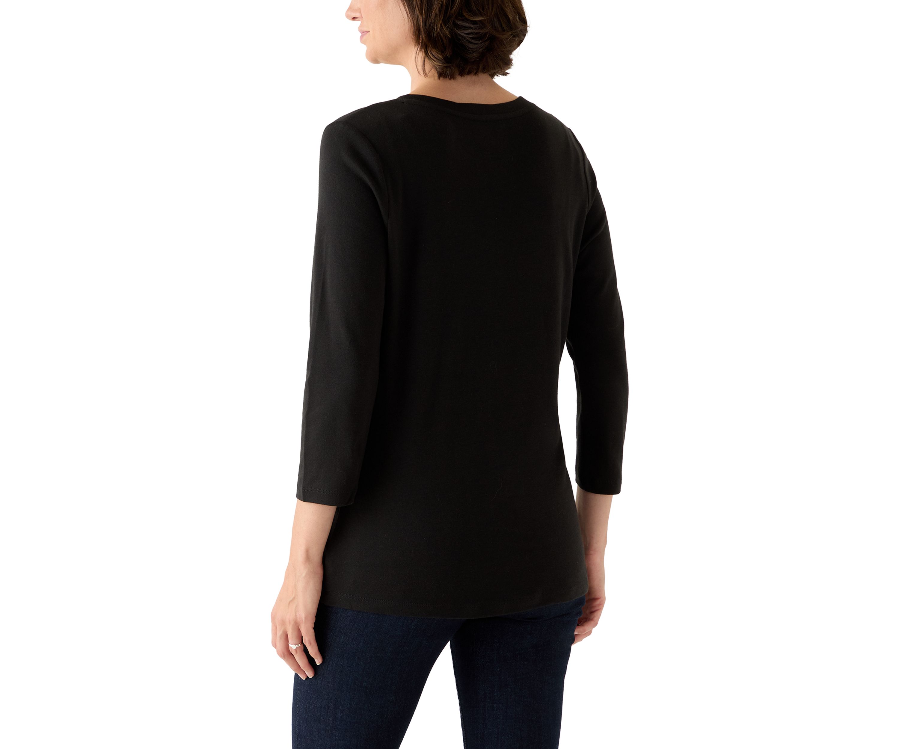 Womens 3/4 Sleeve Henley Top
