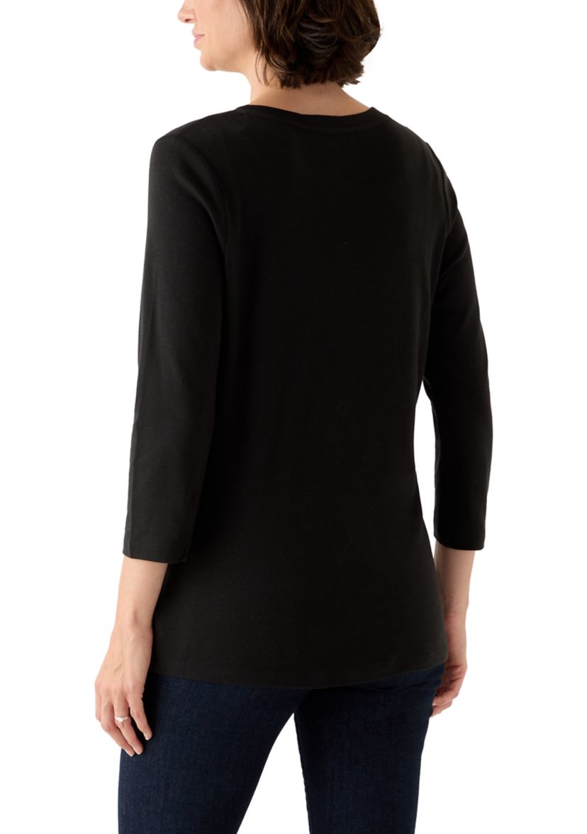 Womens 3/4 Sleeve Henley Top
