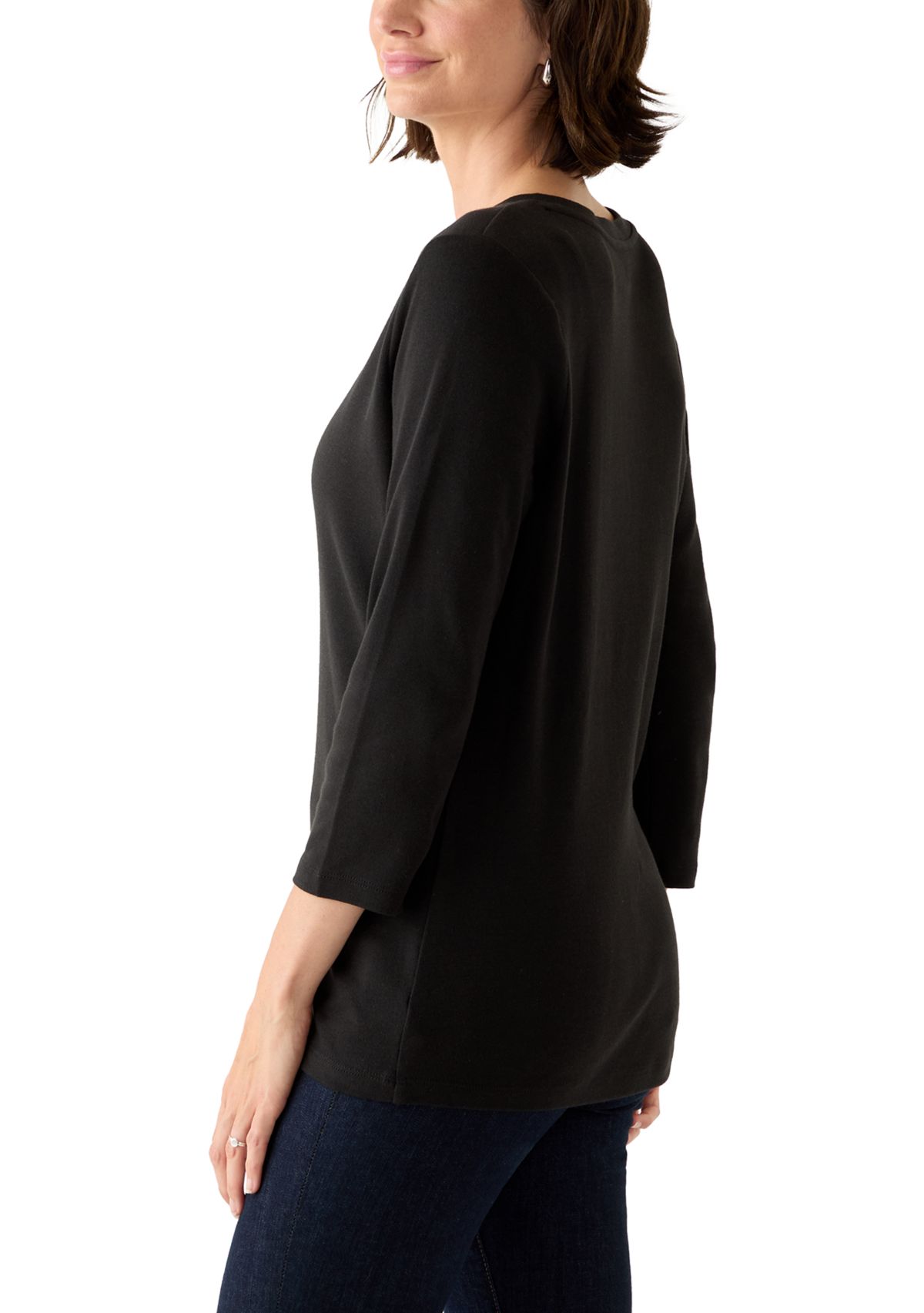 Womens 3/4 Sleeve Henley Top