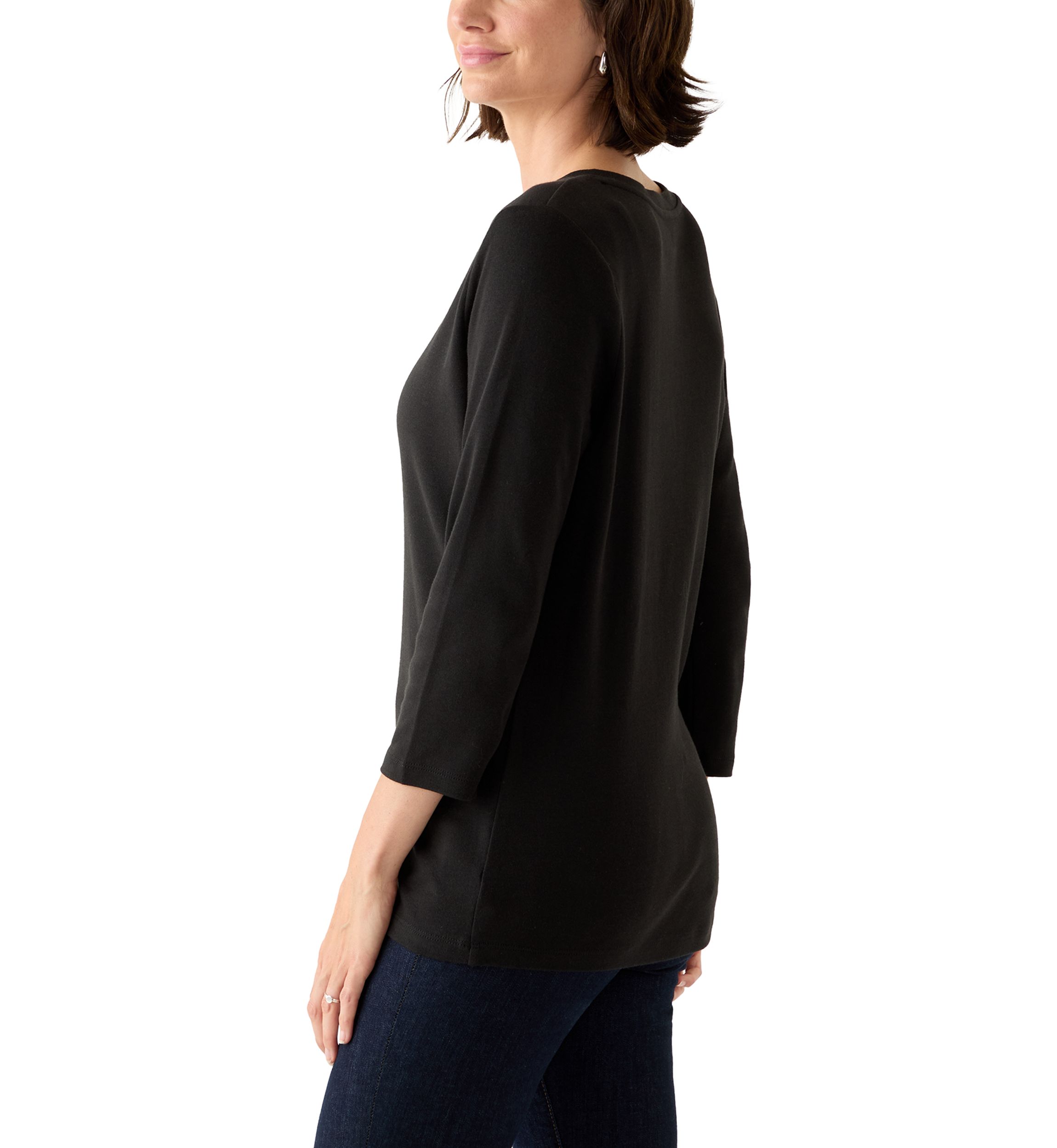 Womens 3/4 Sleeve Henley Top