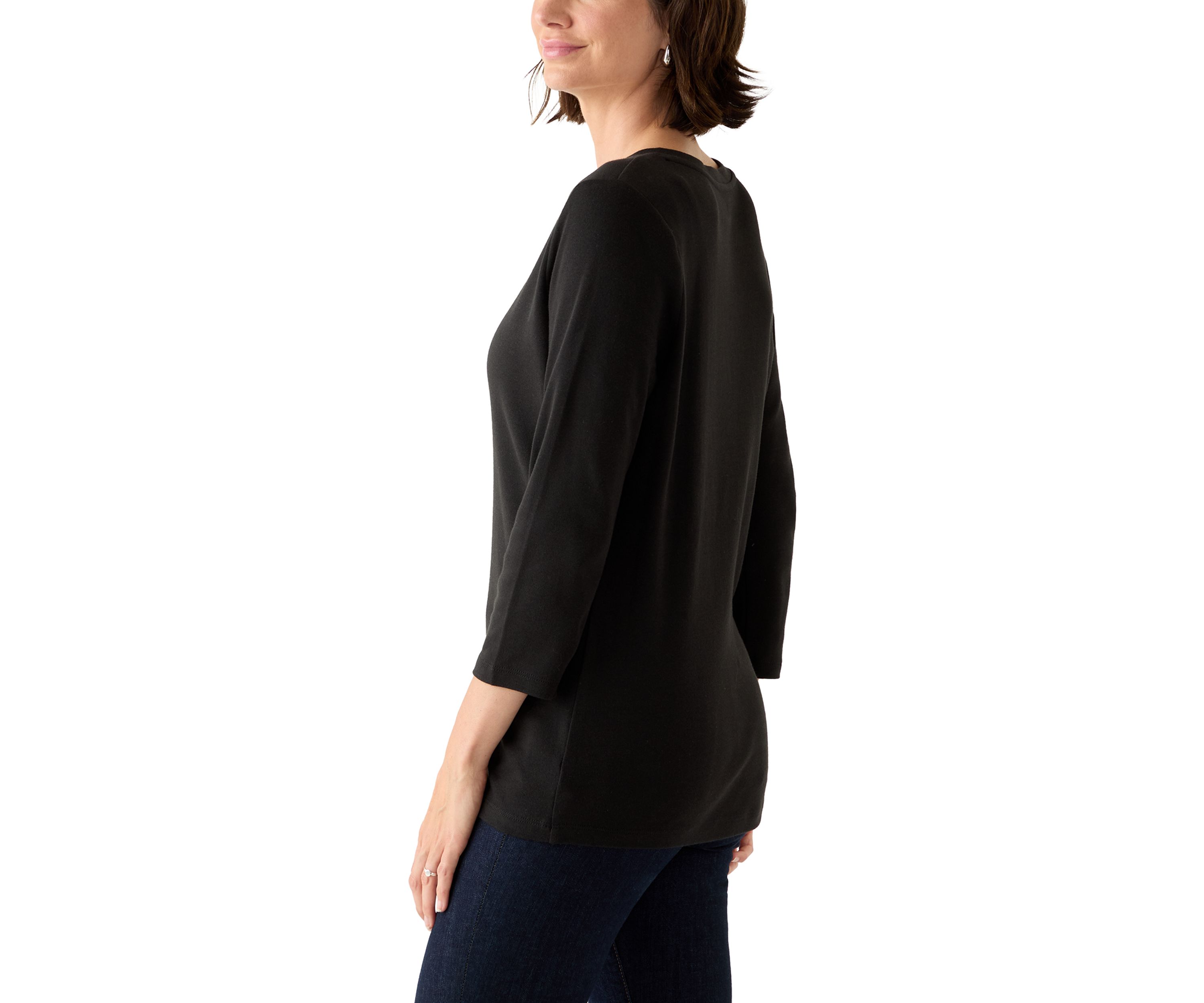 Womens 3/4 Sleeve Henley Top