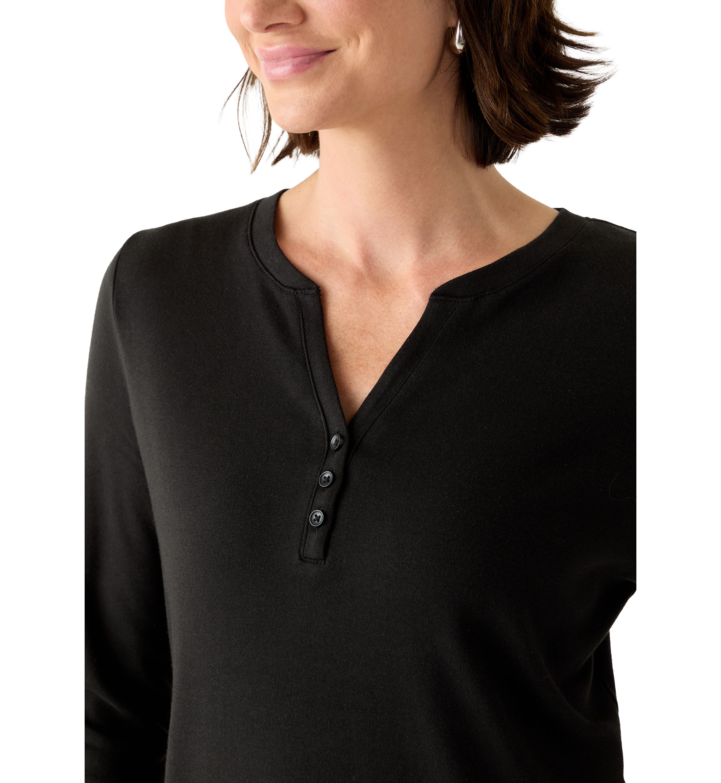 Womens 3/4 Sleeve Henley Top