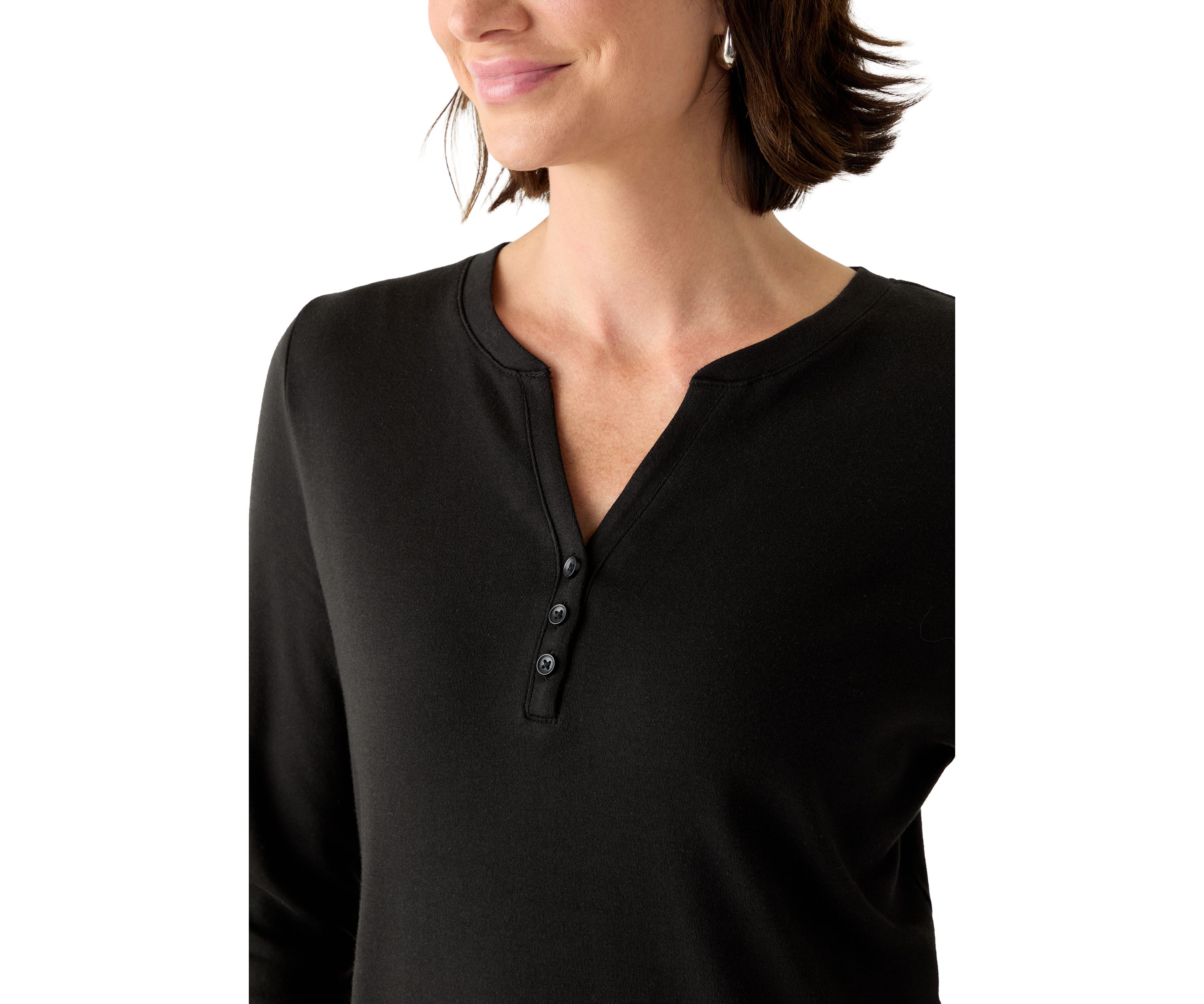Womens 3/4 Sleeve Henley Top