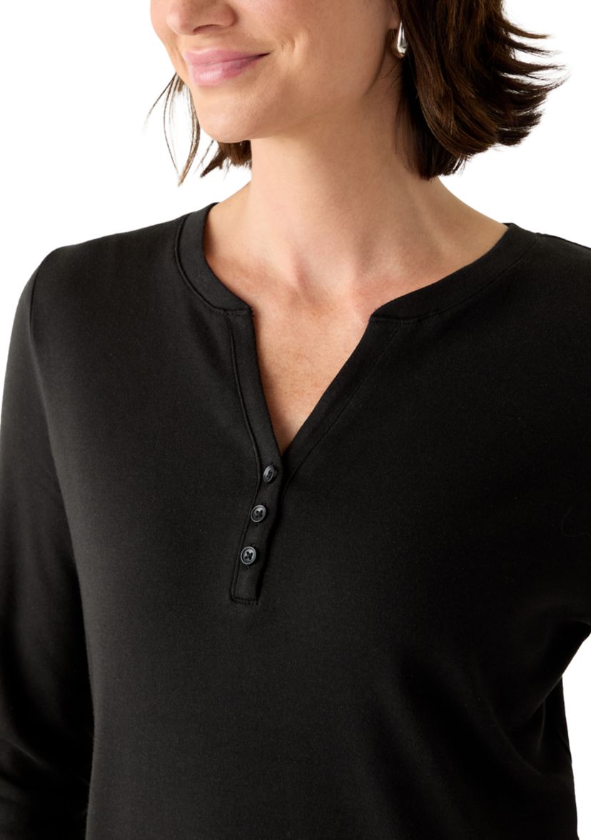 Womens 3/4 Sleeve Henley Top