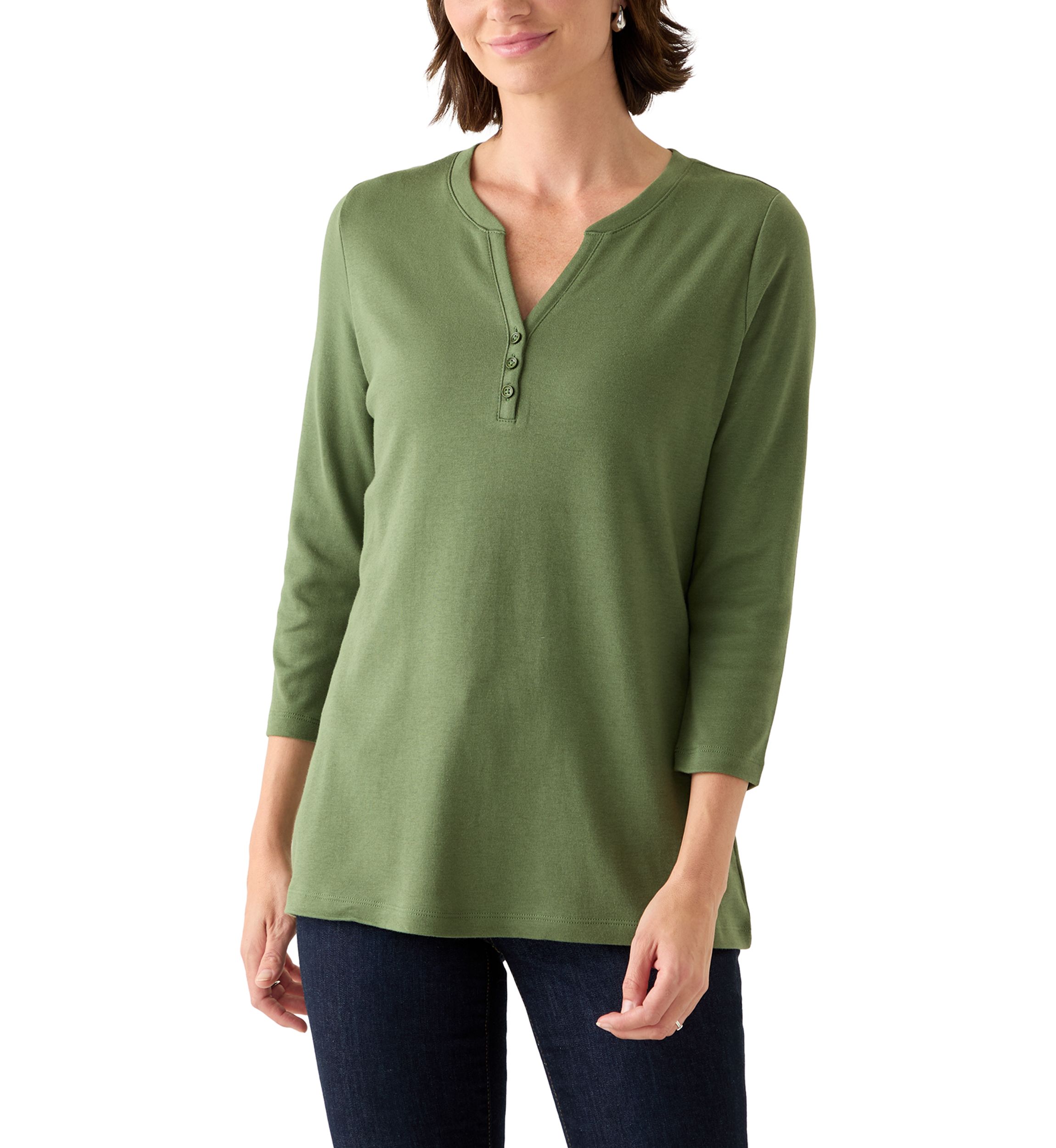 Womens Three Quarter Henley Shirt