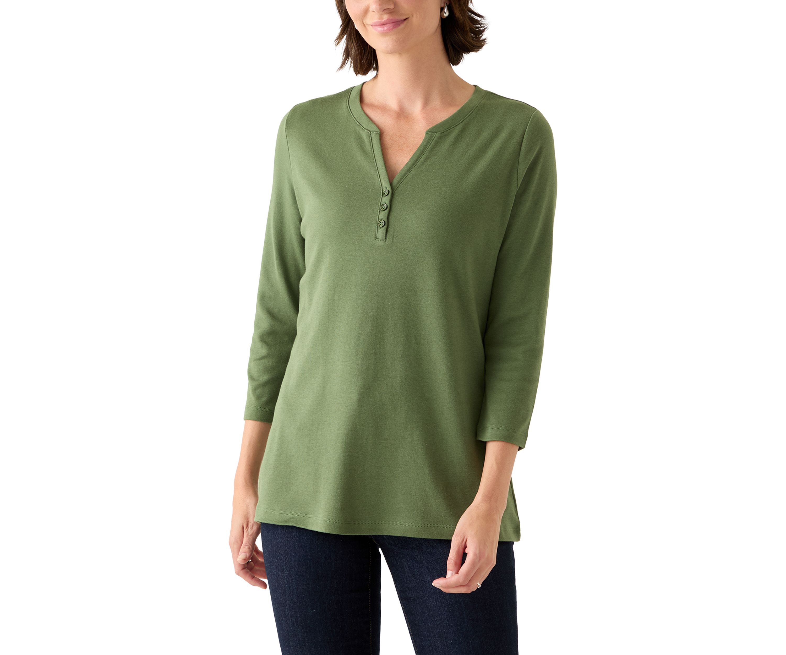 Womens Three Quarter Henley Shirt
