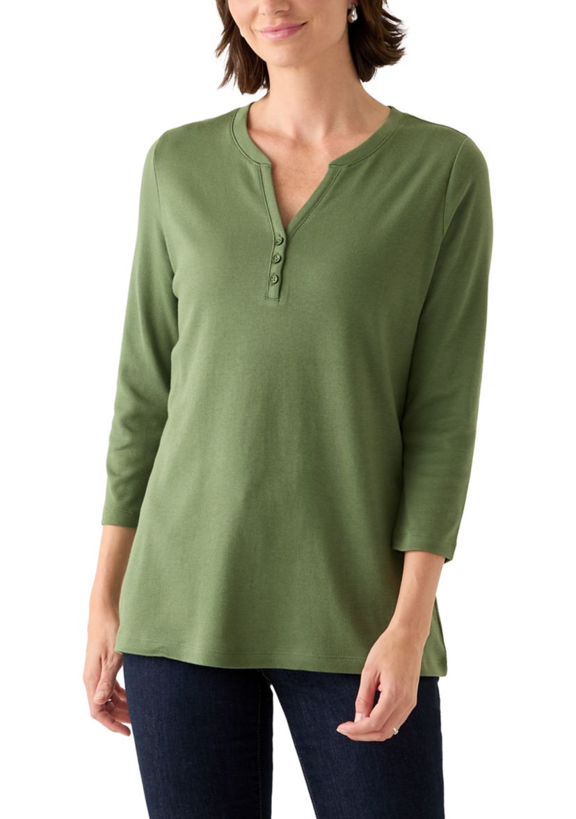 Womens Three Quarter Henley Shirt