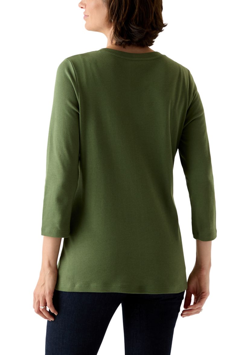Womens Three Quarter Henley Shirt