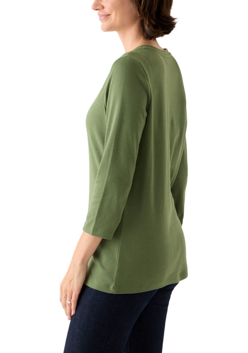 Womens Three Quarter Henley Shirt