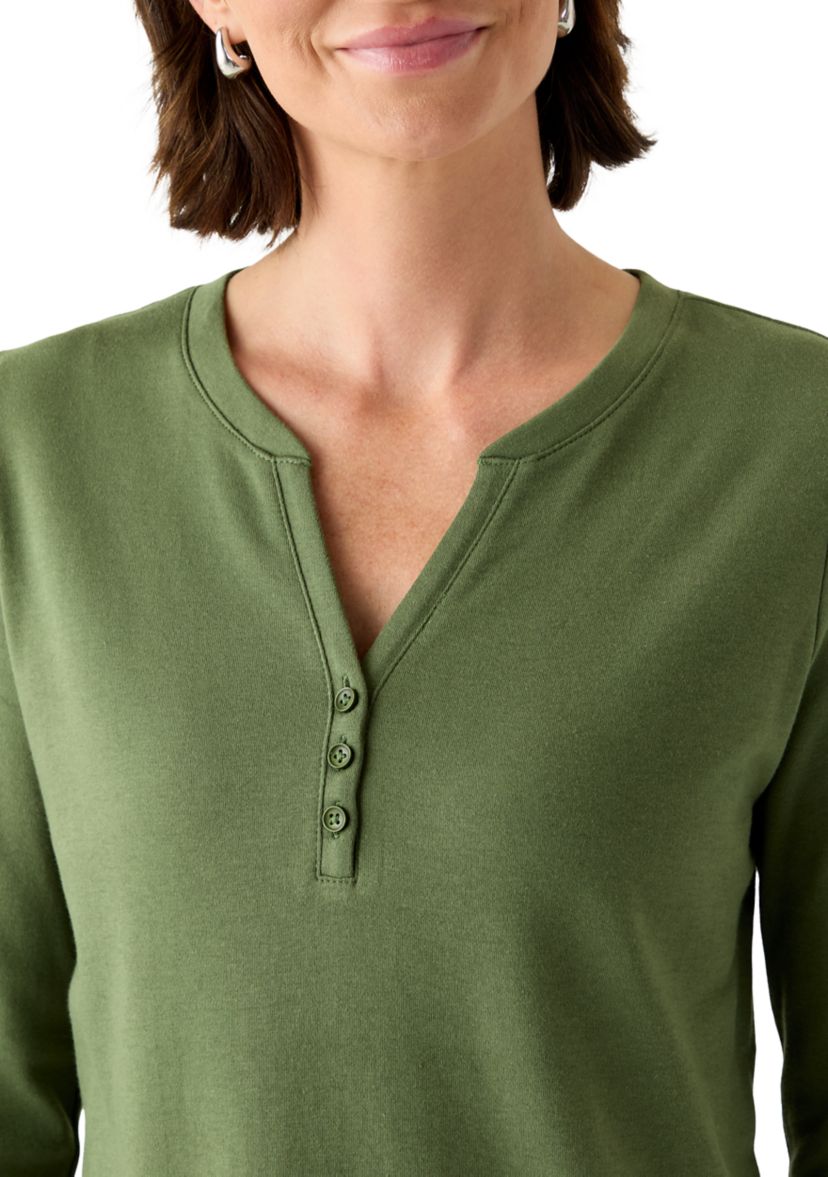 Womens Three Quarter Henley Shirt