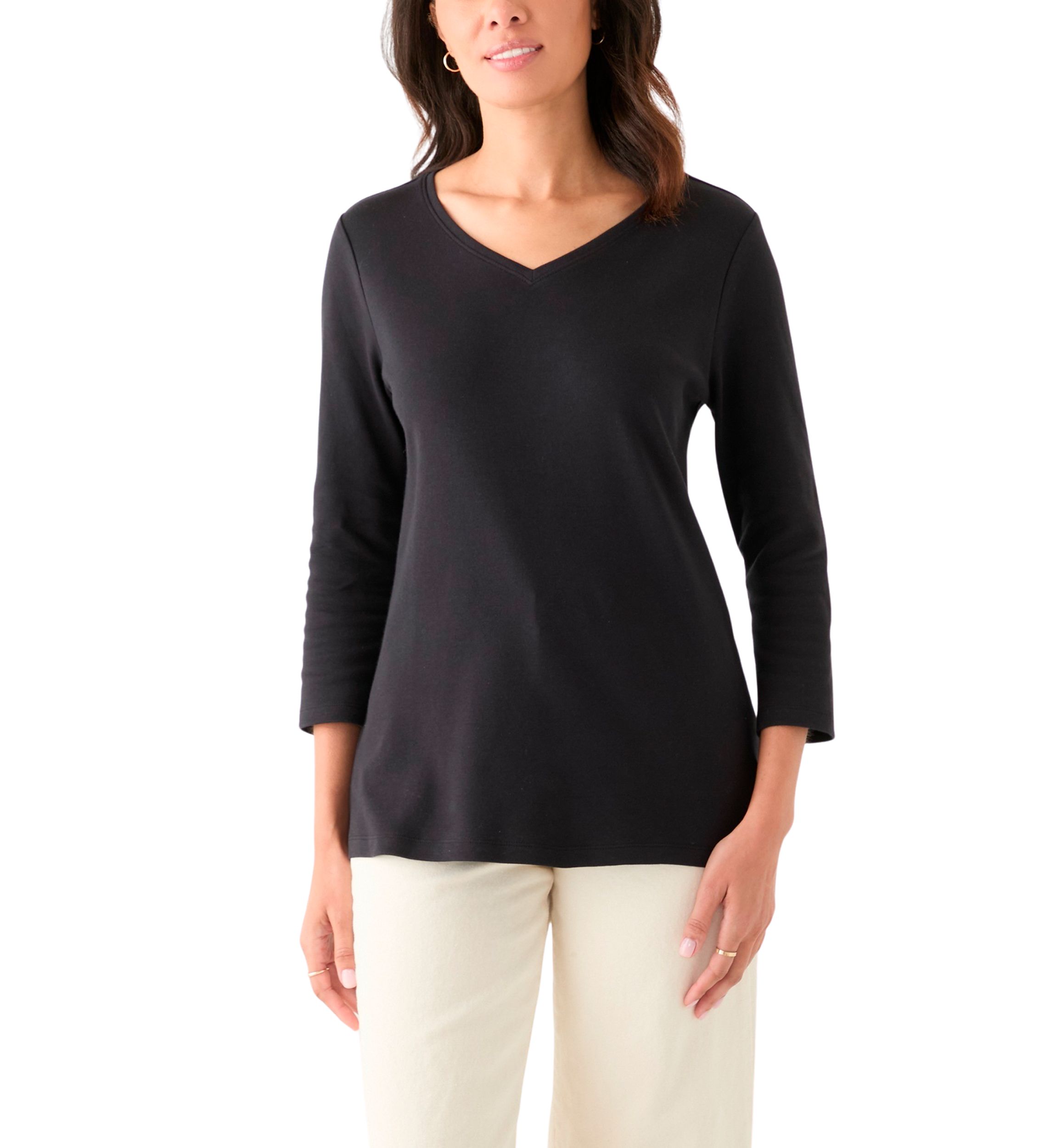 Womens 3/4 Sleeve V-Neck T-Shirt