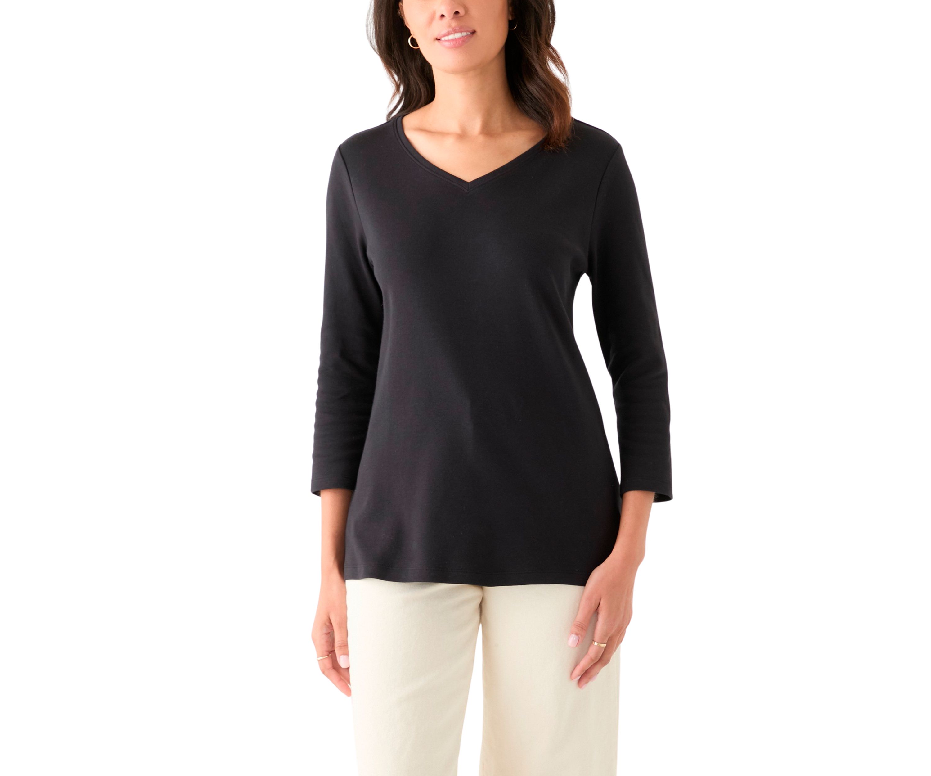 Womens 3/4 Sleeve V-Neck T-Shirt