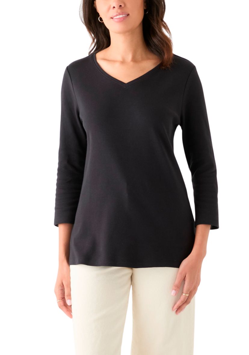 Womens 3/4 Sleeve V-Neck T-Shirt