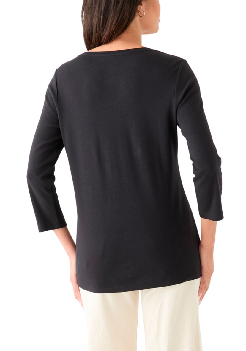 Womens 3/4 Sleeve V-Neck T-Shirt