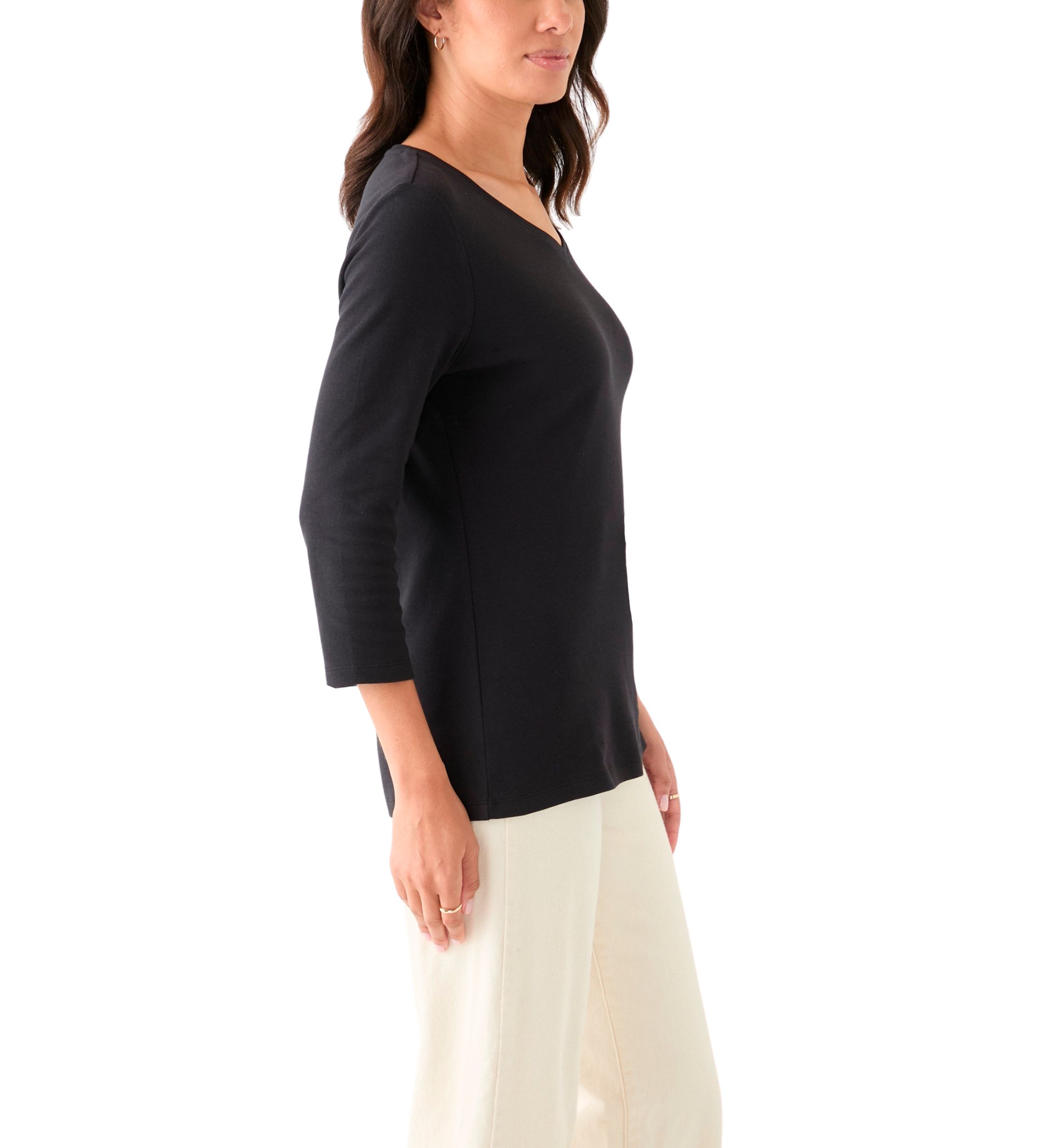 Womens 3/4 Sleeve V-Neck T-Shirt