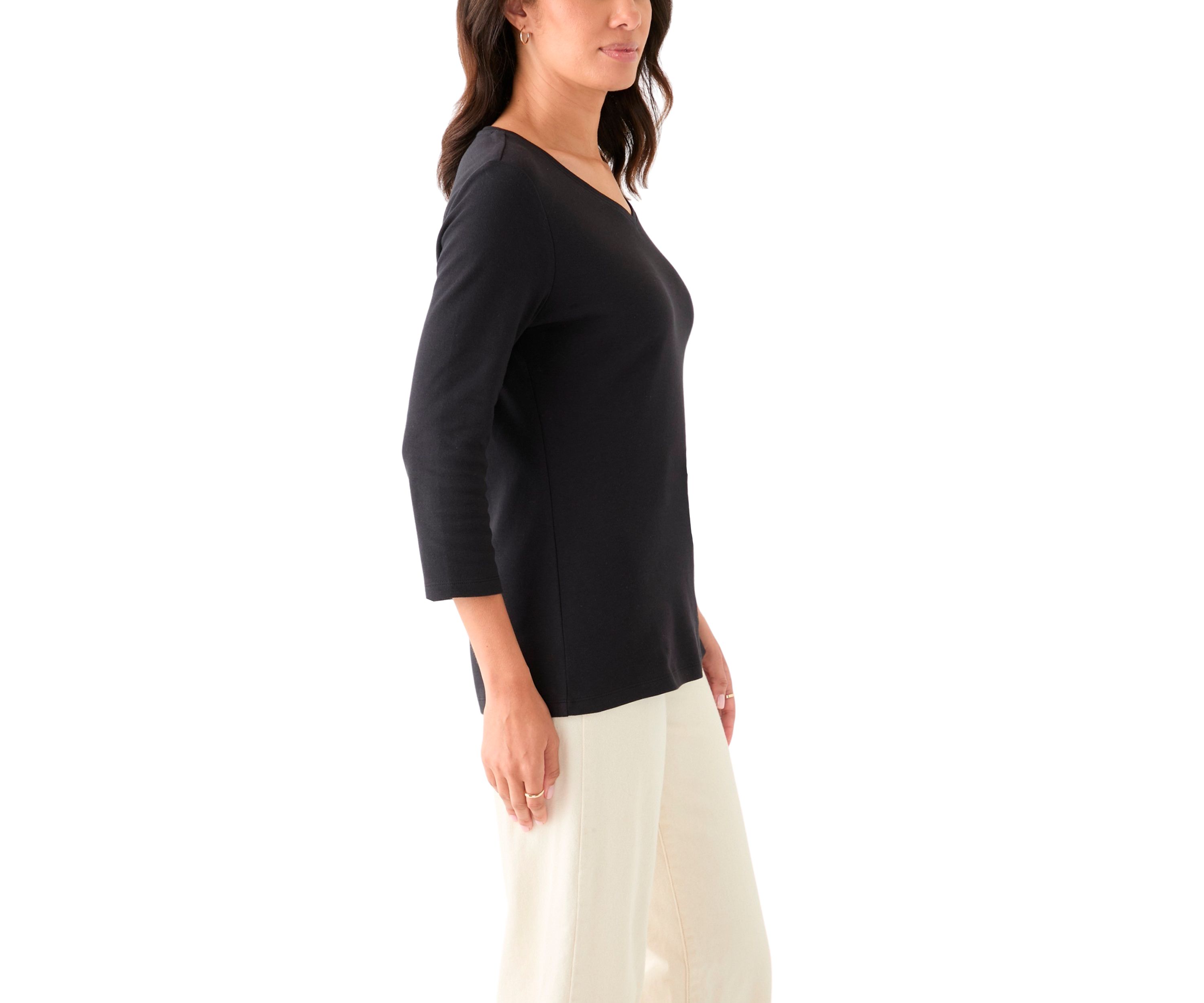 Womens 3/4 Sleeve V-Neck T-Shirt