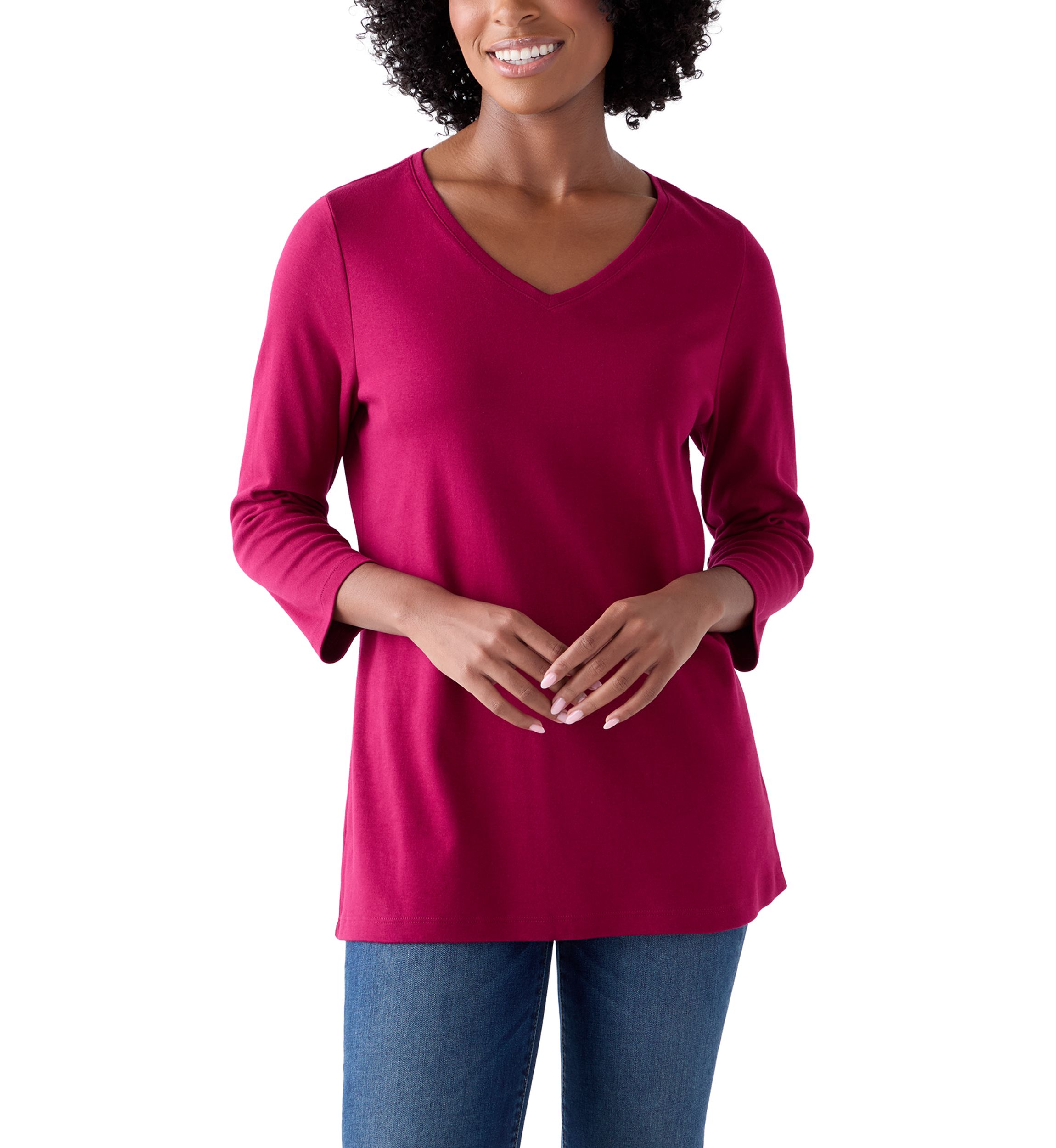 Womens Three-Quarter V-Neck T-Shirt