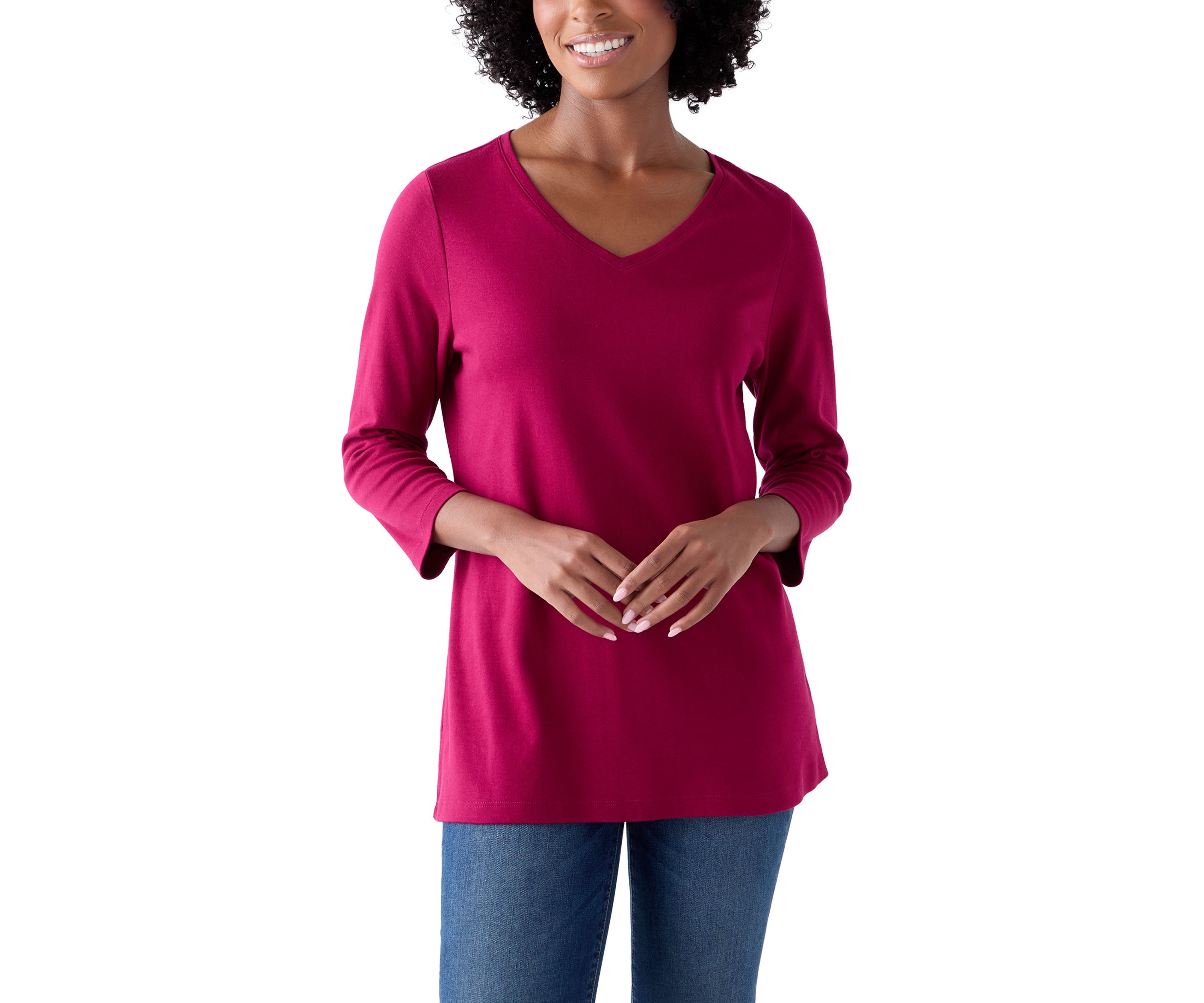 Womens Three-Quarter V-Neck T-Shirt