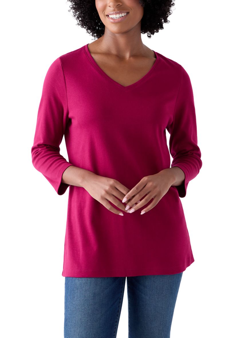 Womens Three-Quarter V-Neck T-Shirt