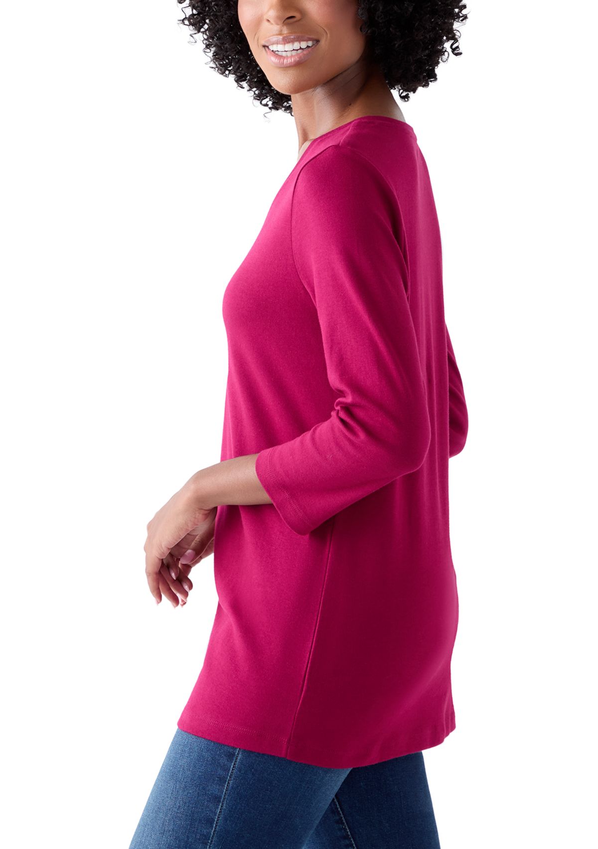 Womens Three-Quarter V-Neck T-Shirt