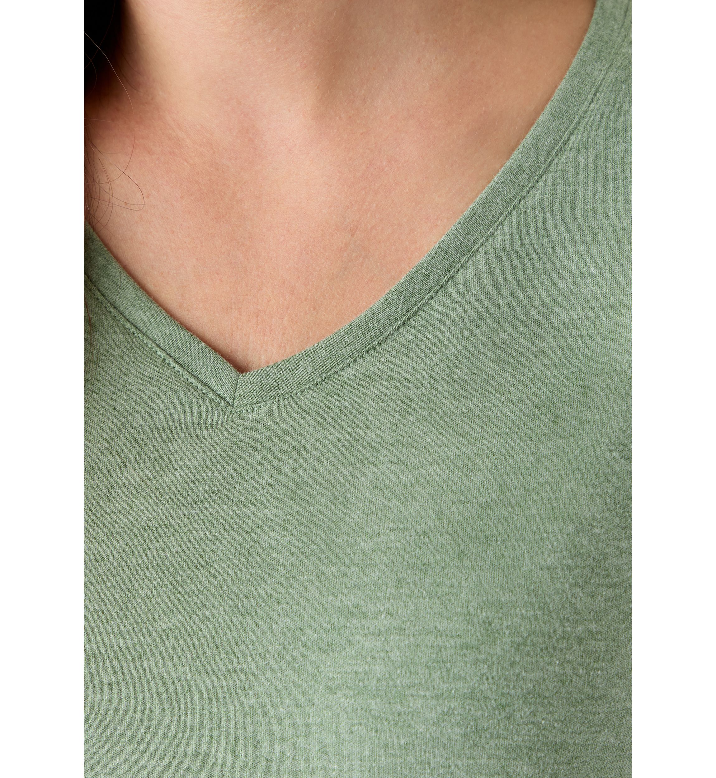 Womens Solid 3/4 Sleeve V-Neck Top