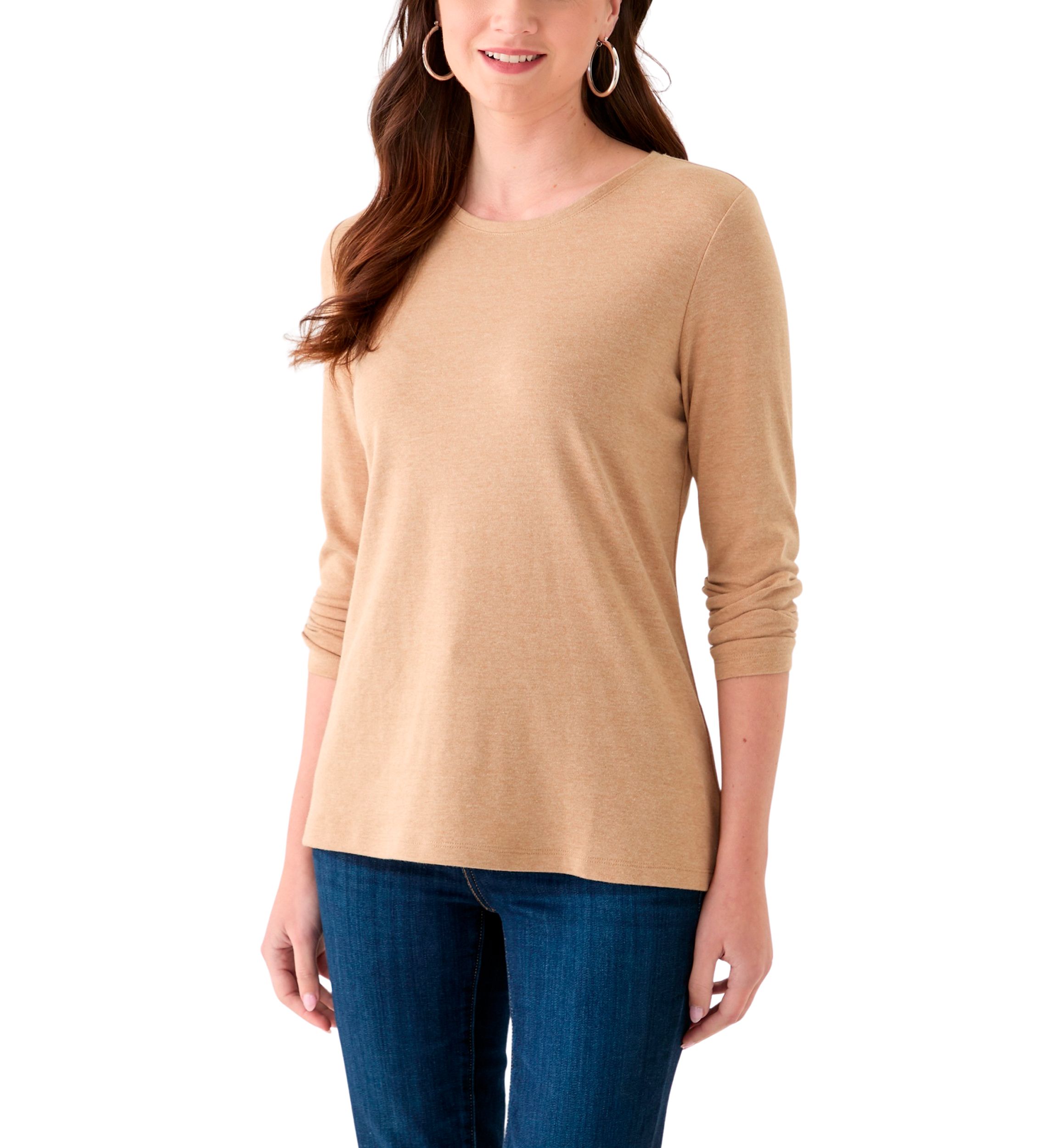 Womens Long Sleeve Crew Neck Heather T-Shirt