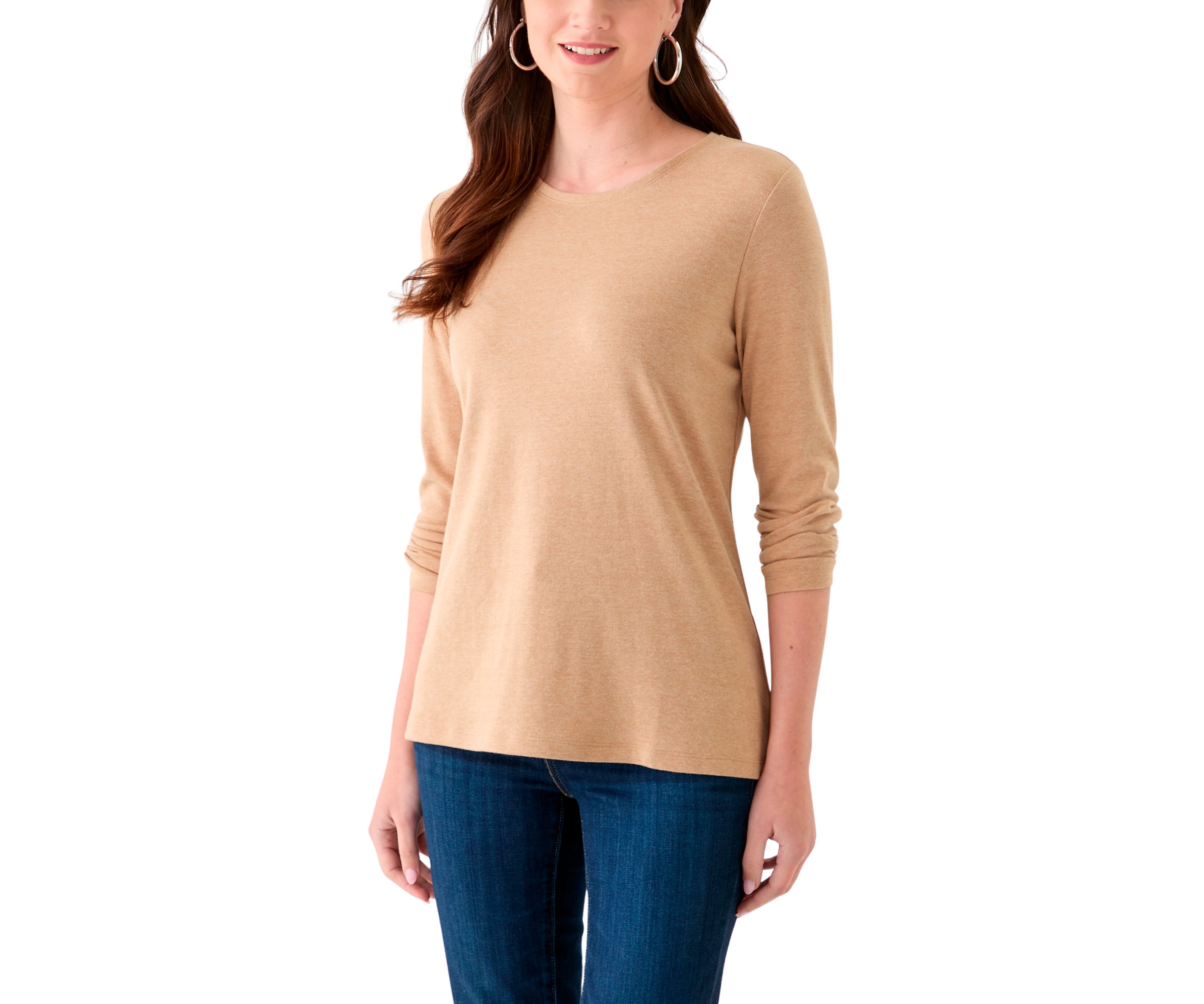 Womens Long Sleeve Crew Neck Heather T-Shirt