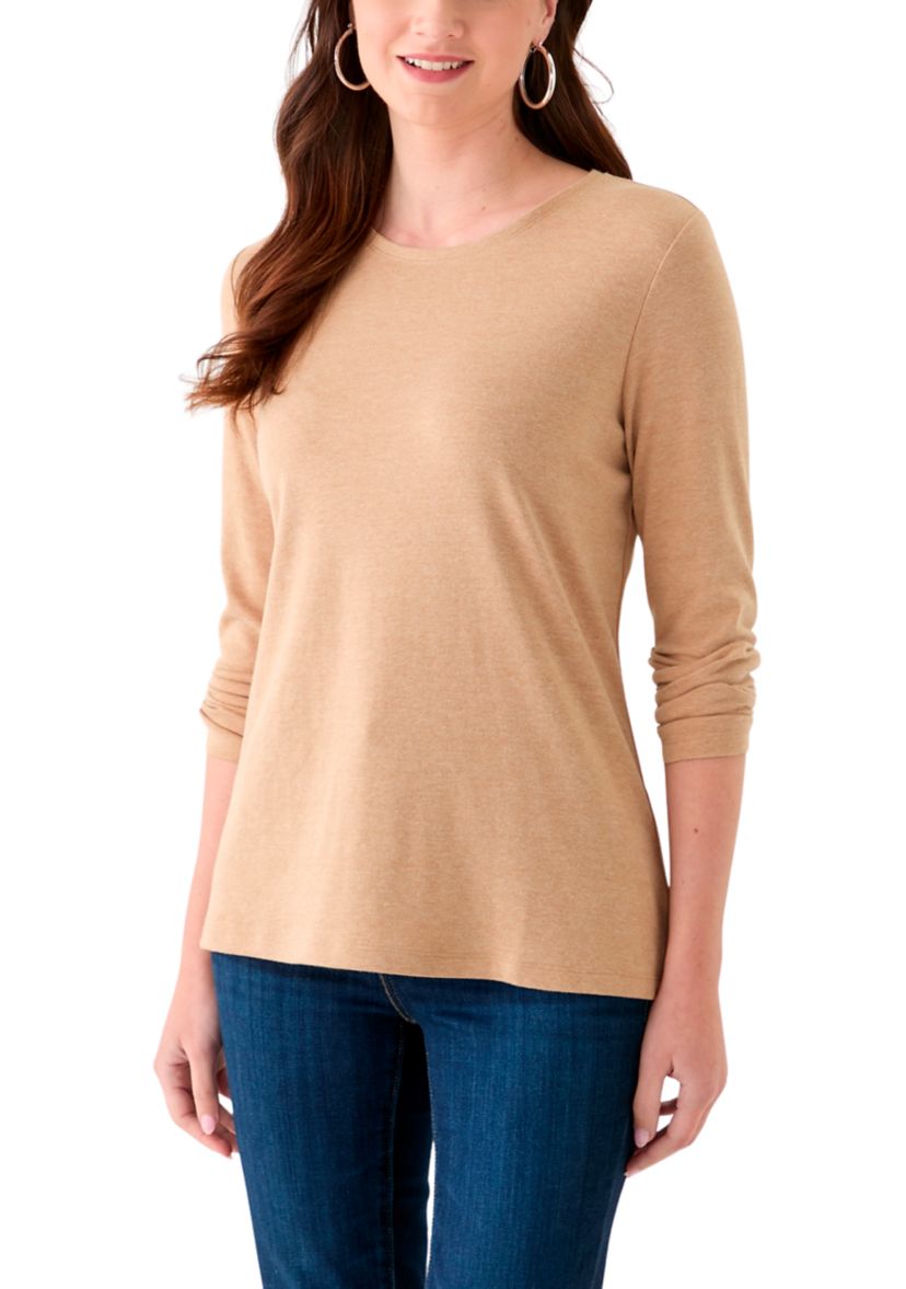 Womens Long Sleeve Crew Neck Heather T-Shirt