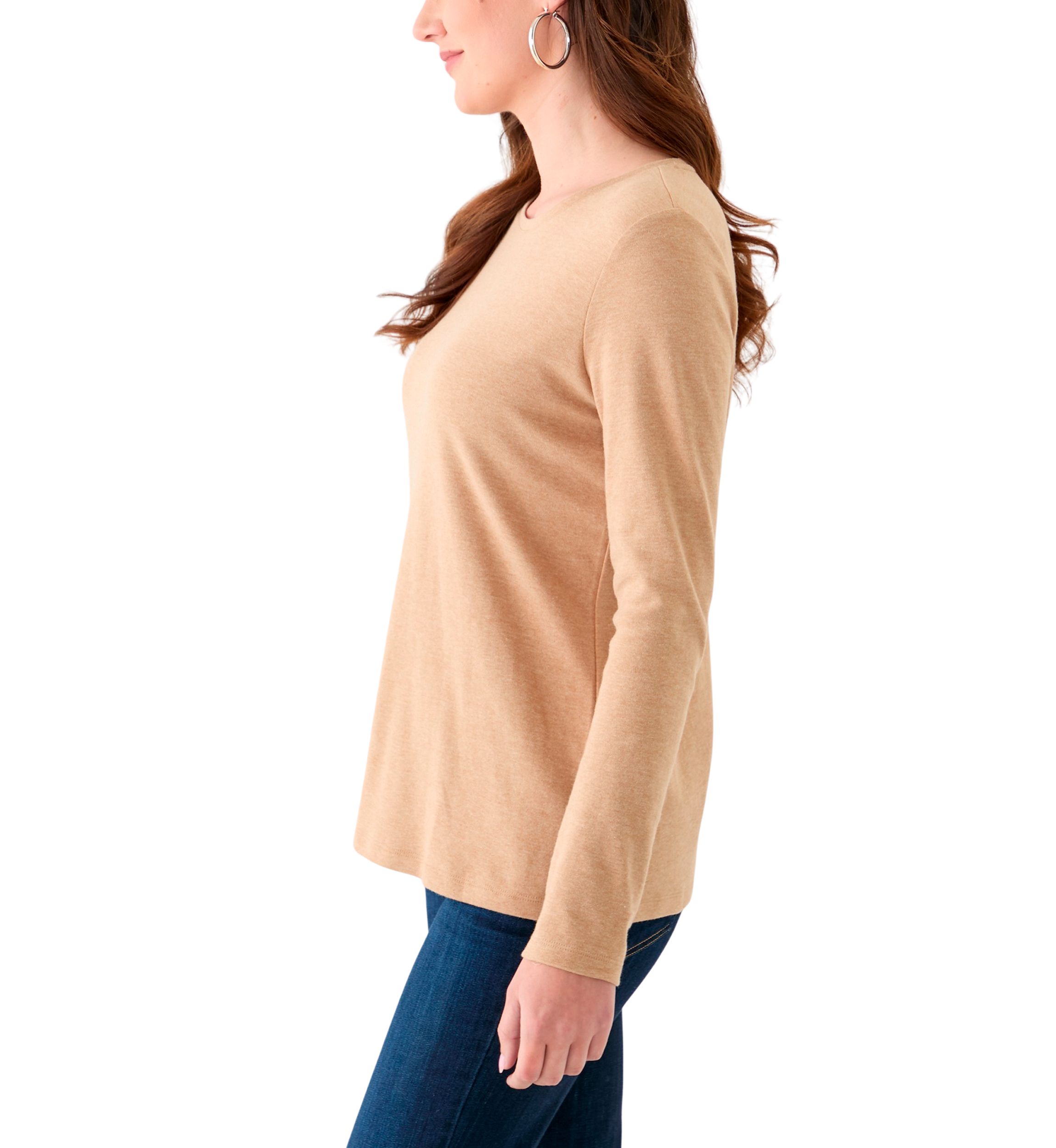 Womens Long Sleeve Crew Neck Heather T-Shirt