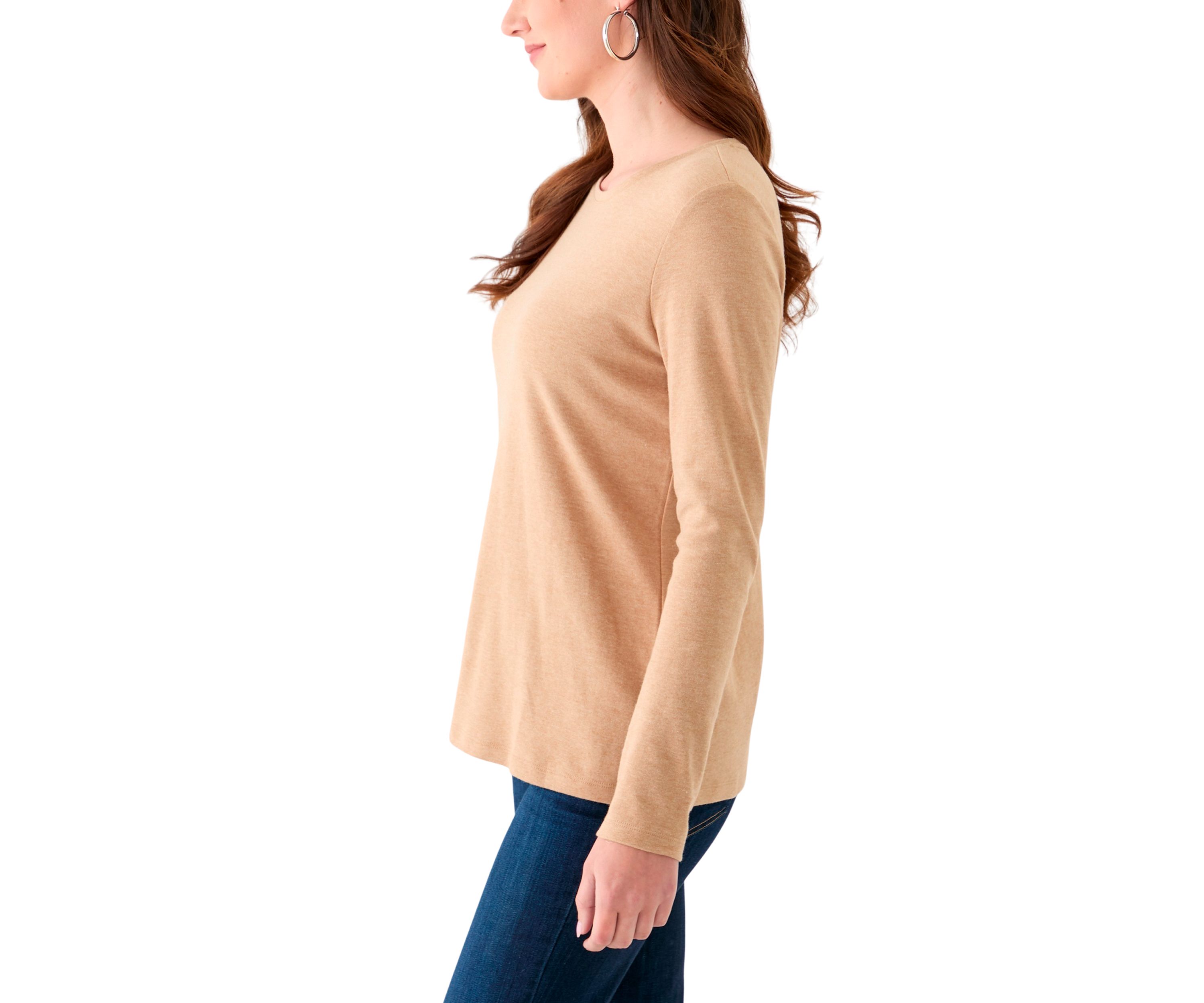 Womens Long Sleeve Crew Neck Heather T-Shirt