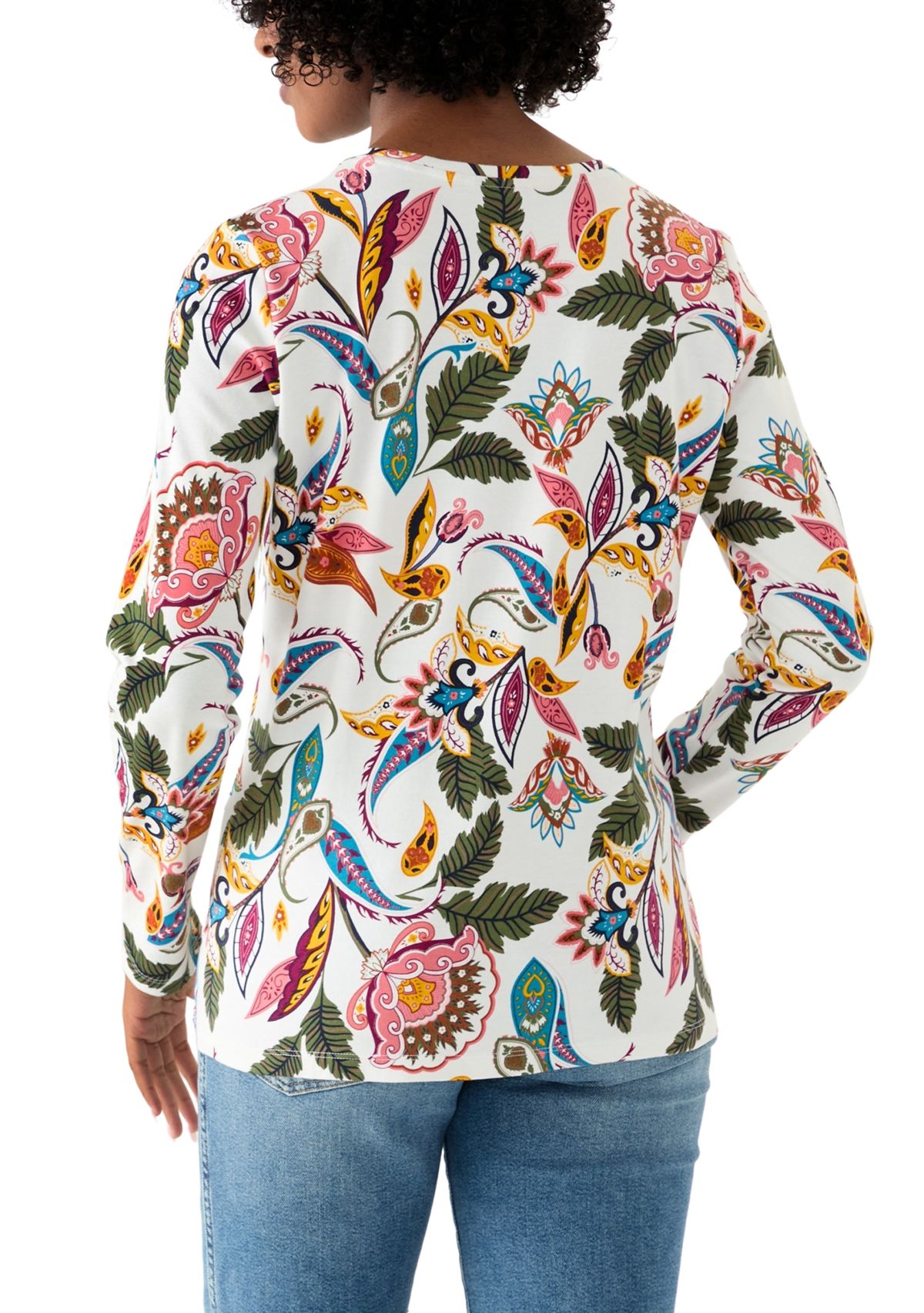 Womens Long Sleeve Crew Neck Printed Top