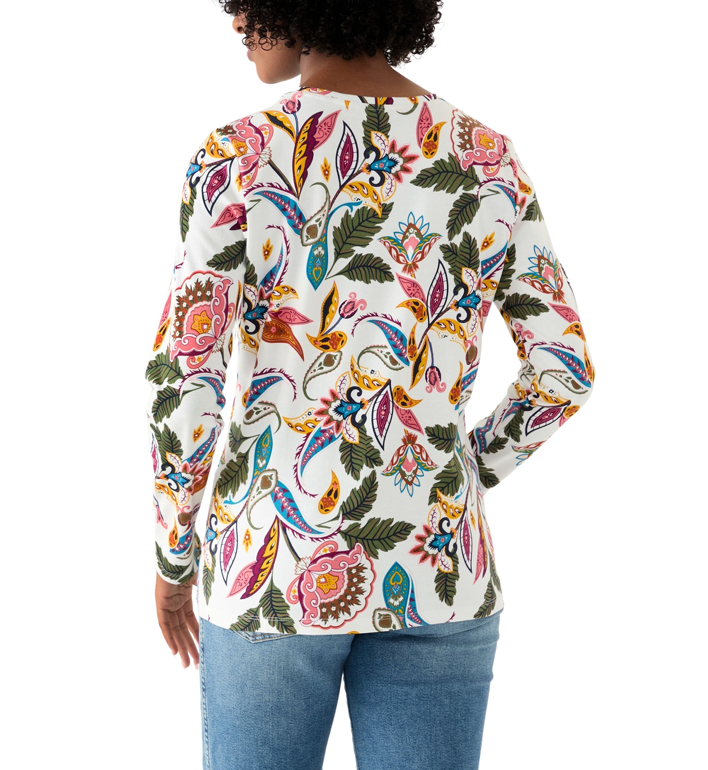 Womens Long Sleeve Crew Neck Printed Top