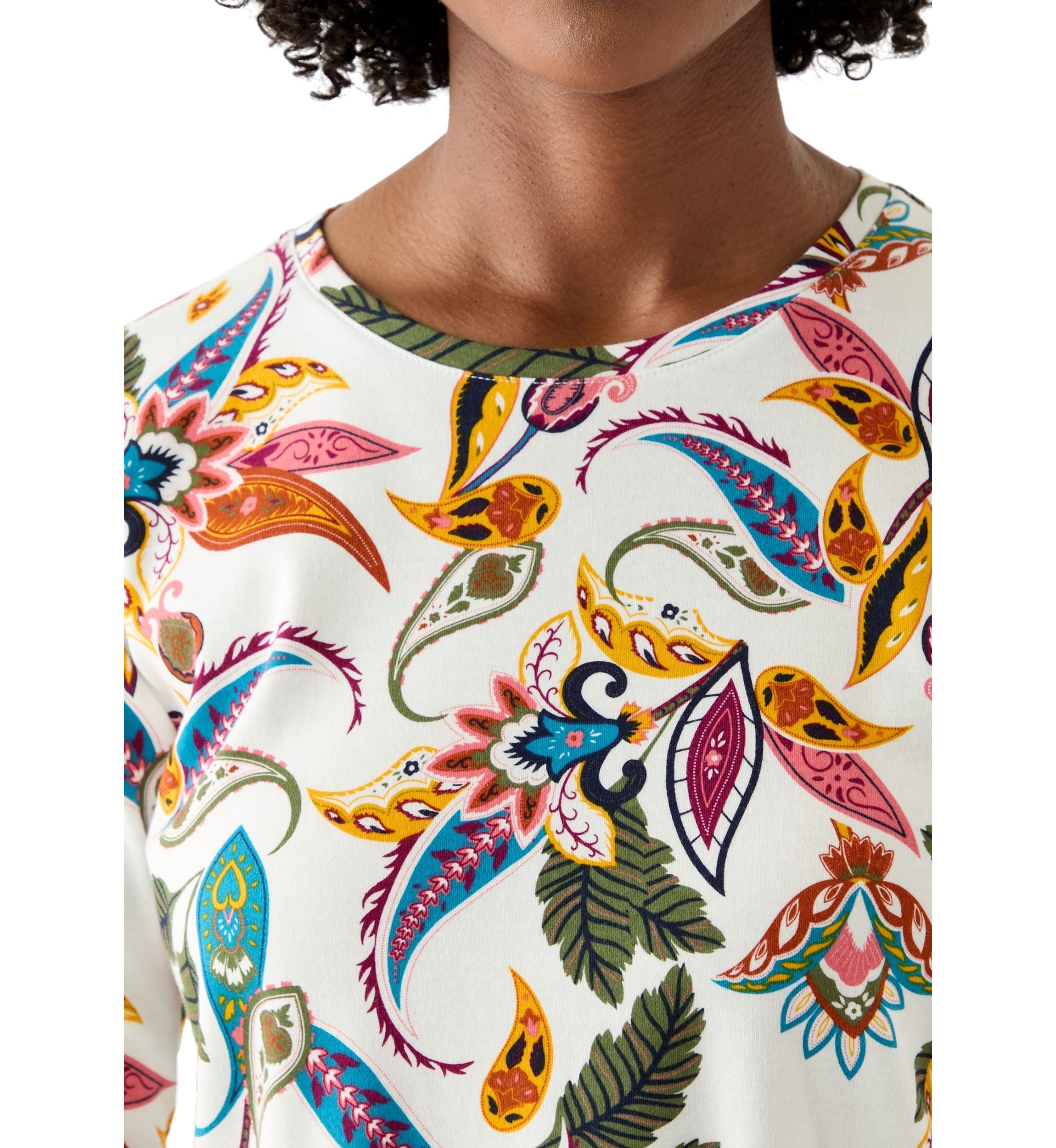 Womens Long Sleeve Crew Neck Printed Top
