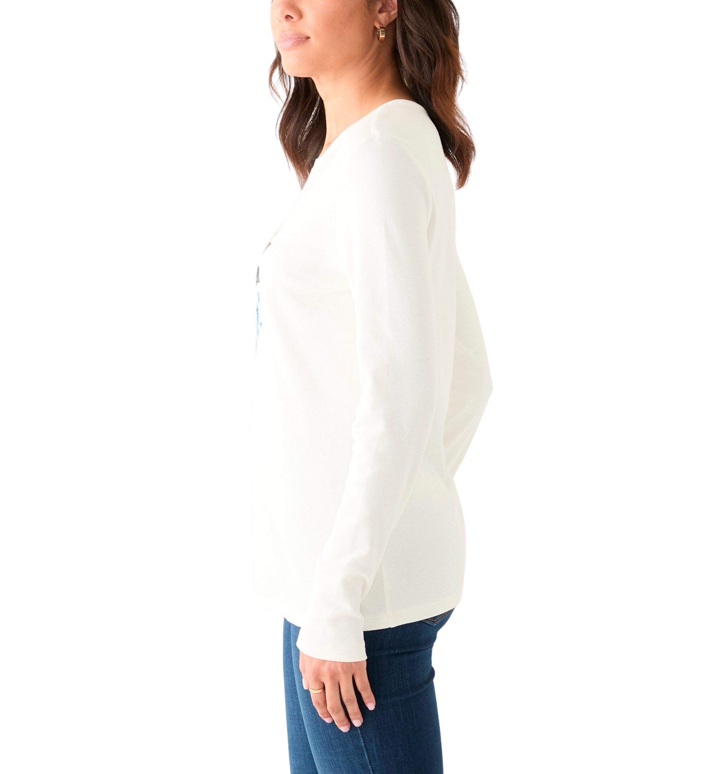 Womens Long Sleeve Crew Neck Graphic T-Shirt