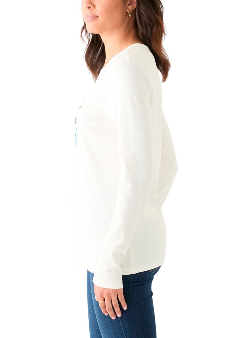 Womens Long Sleeve Crew Neck Graphic T-Shirt