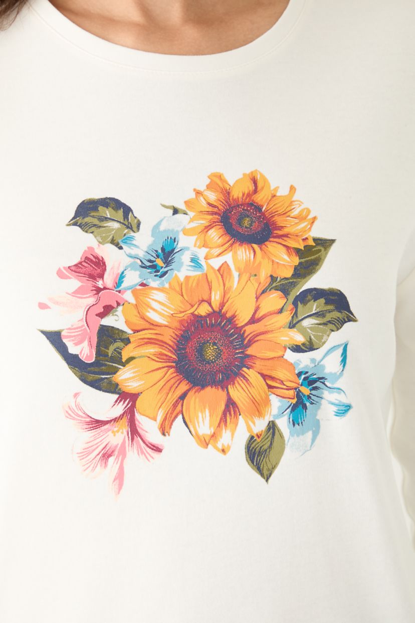 Womens Long Sleeve Crew Neck Graphic T-Shirt