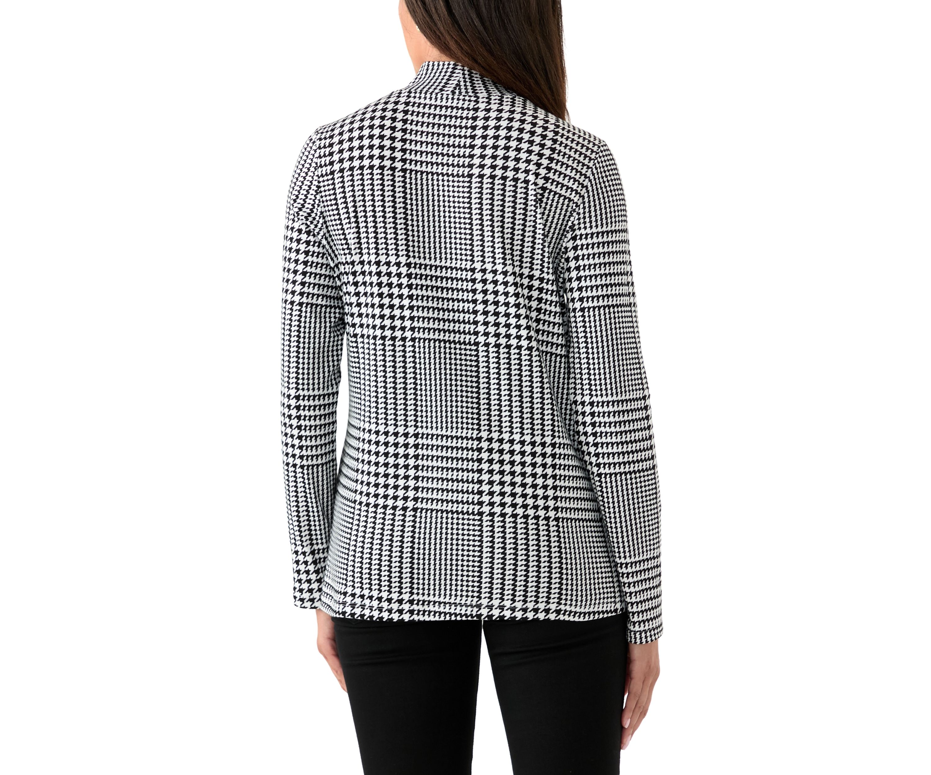 Womens Long Sleeve Printed Mock Neck Top