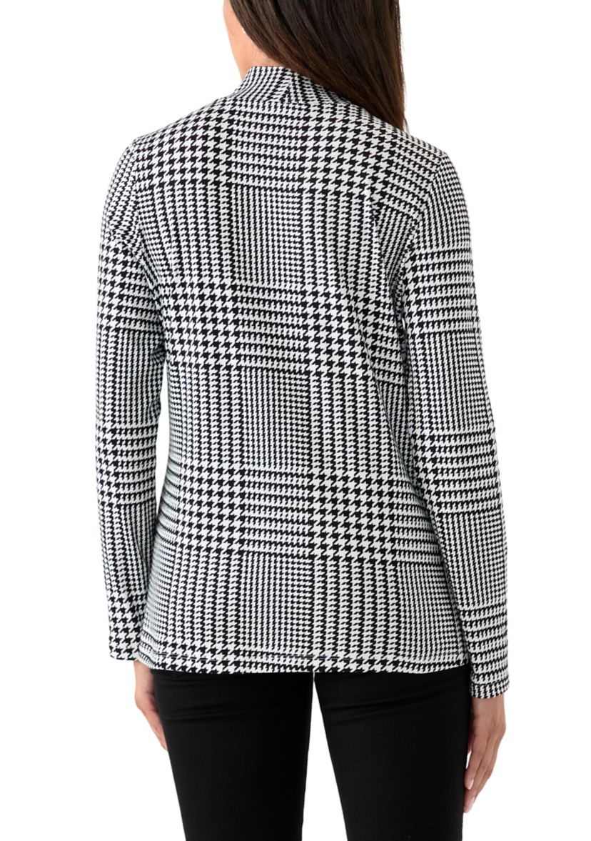 Womens Long Sleeve Printed Mock Neck Top